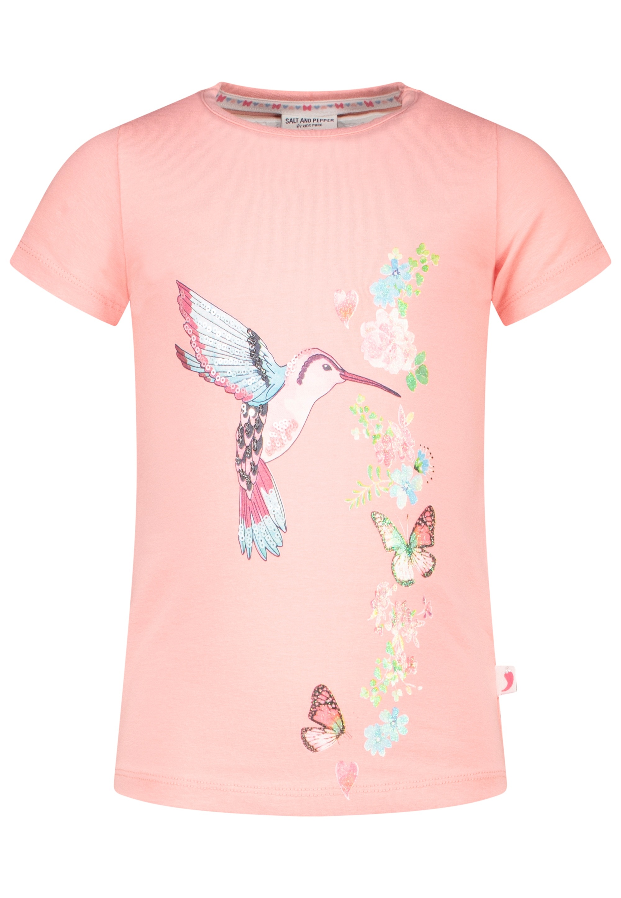 SALT AND PEPPER T-Shirt »Fancy«, 2er-Pack mit Kolibri- und Blumenrankenmotiv
