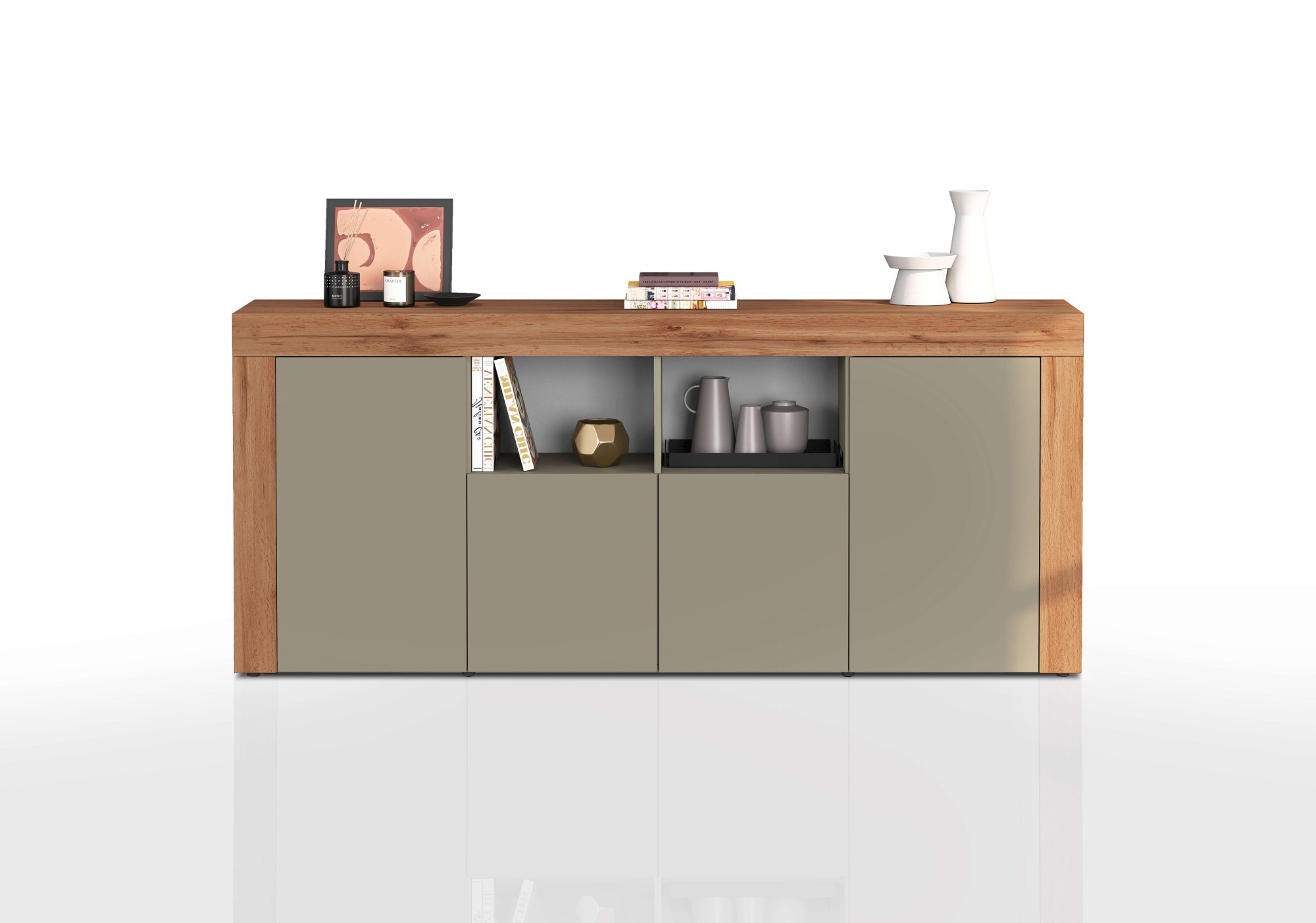 INOSIGN Sideboard »CHRONOS Breite 200 cm mit 4 Türen, 2 offene und 8 geschlossene Fächer«, (1 St.), Sideboard,Kommode, Schrank, Grifflos mit Push to Open, Made in Italy