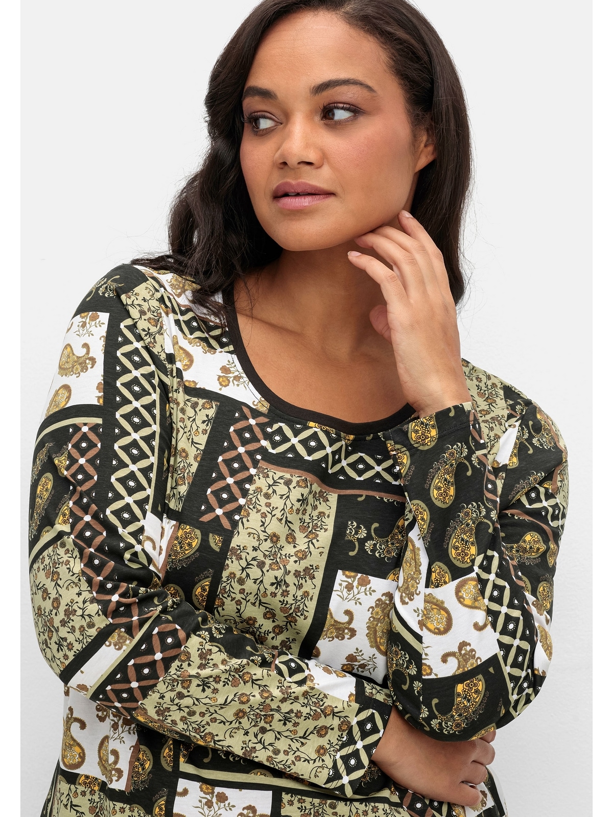 Sheego Langarmshirt »Große Größen«, im Patchwork-Mustermix