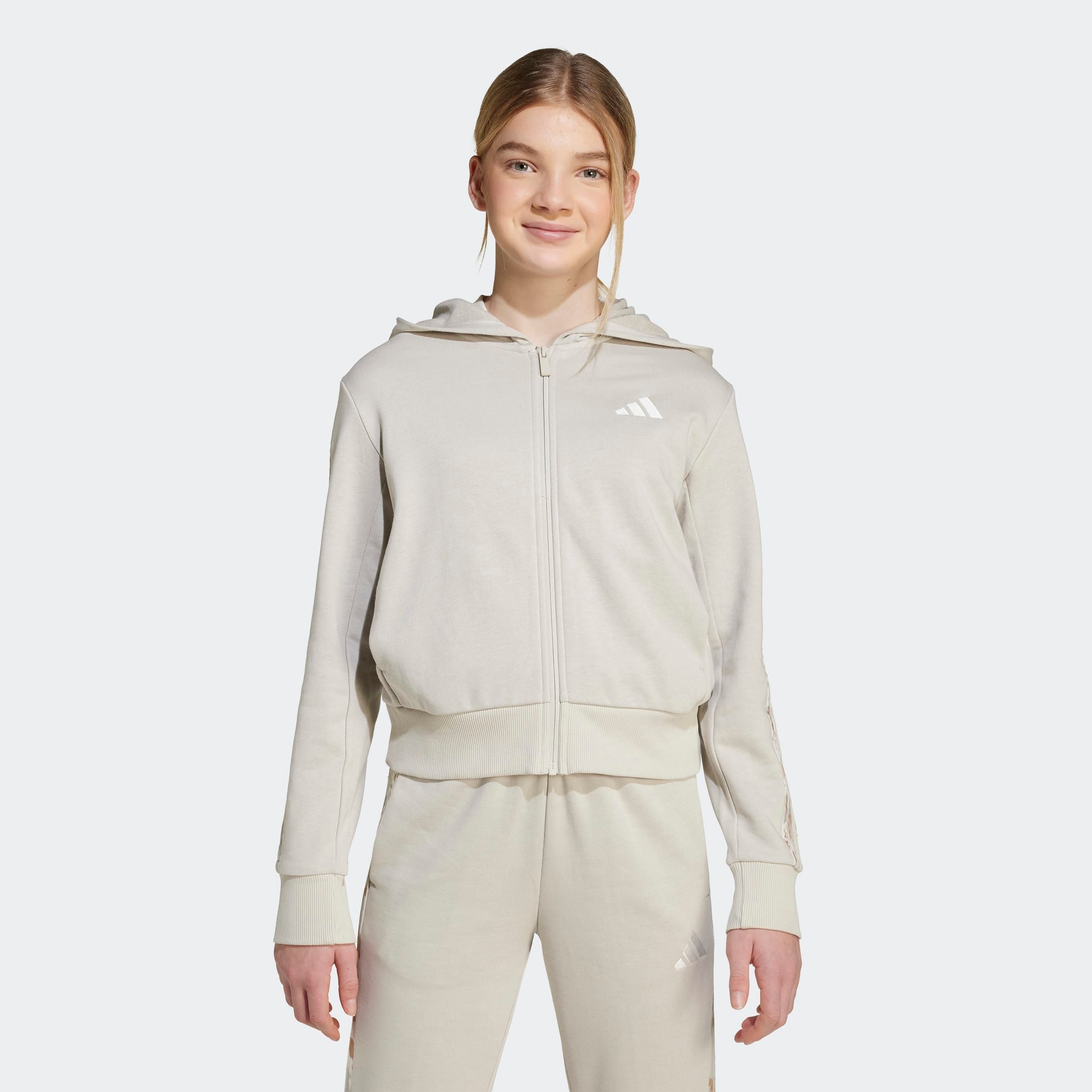 Adidas Sportswear Kapuzensweatshirt "Adidas Girls 3-Streifen Mit Animalprint Aus French Terry FÜR Kinder U", Für Kinder, Mit 3-Streifen Im