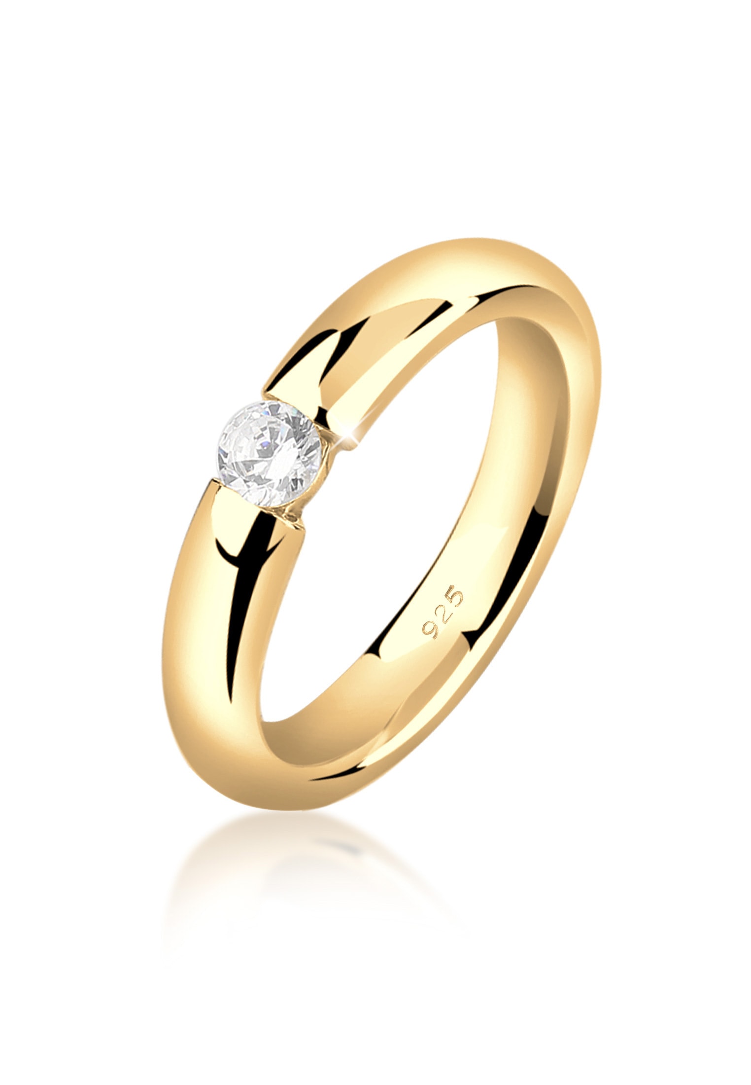 NENALINA Damen Verlobungsring "Ring Damenring Solitär mit Zirkonia 925 Silber", 56, Silber 925 (Sterlingsilber), gold, Silber 925 (Sterlingsilber),