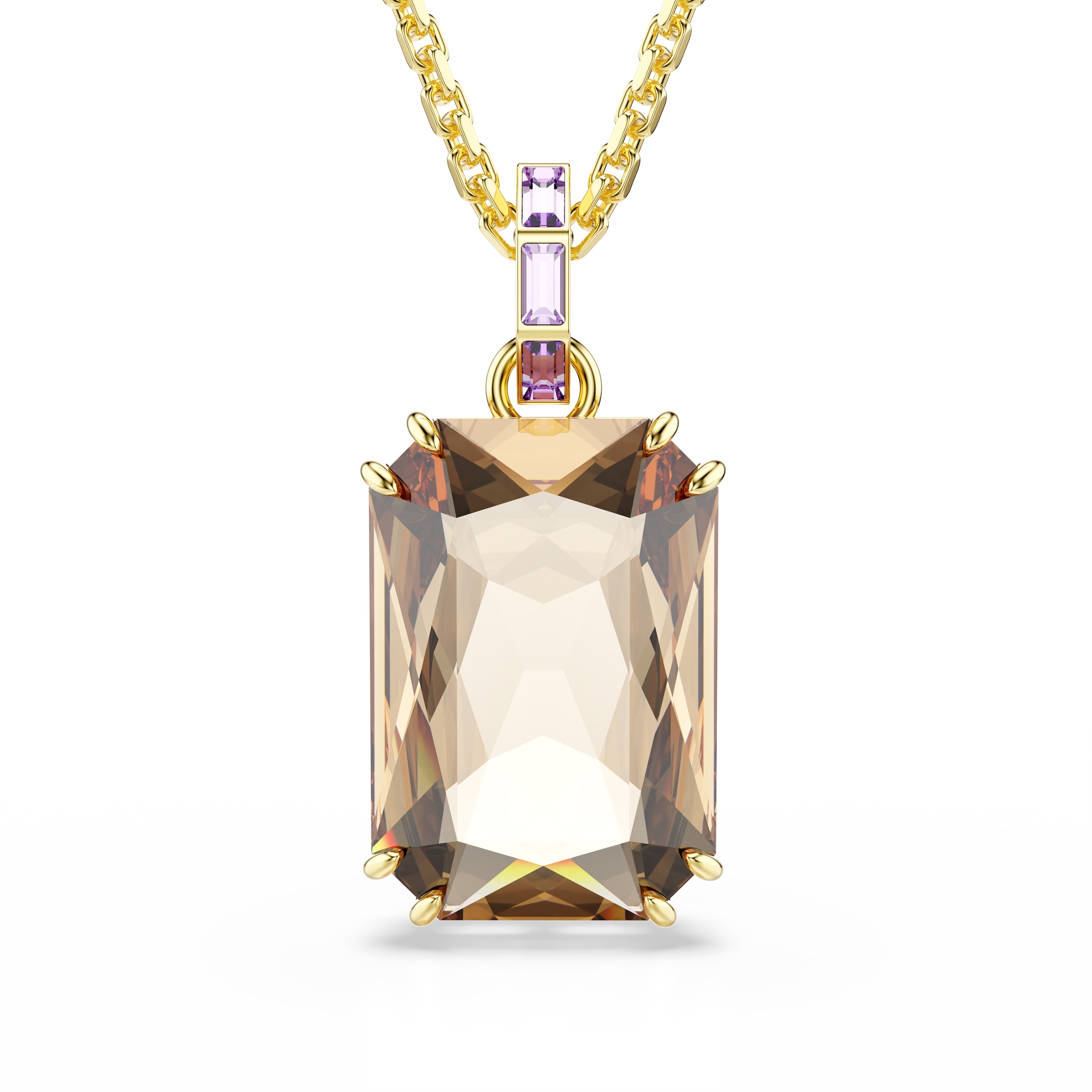 Kette mit Anhänger SWAROVSKI "Schmuck Geschenk Millenia Halskette", gold (gelbgoldfarben, hellbraun, lila), Halsketten, Damen, Metall, mit Swarovski Kristall 2