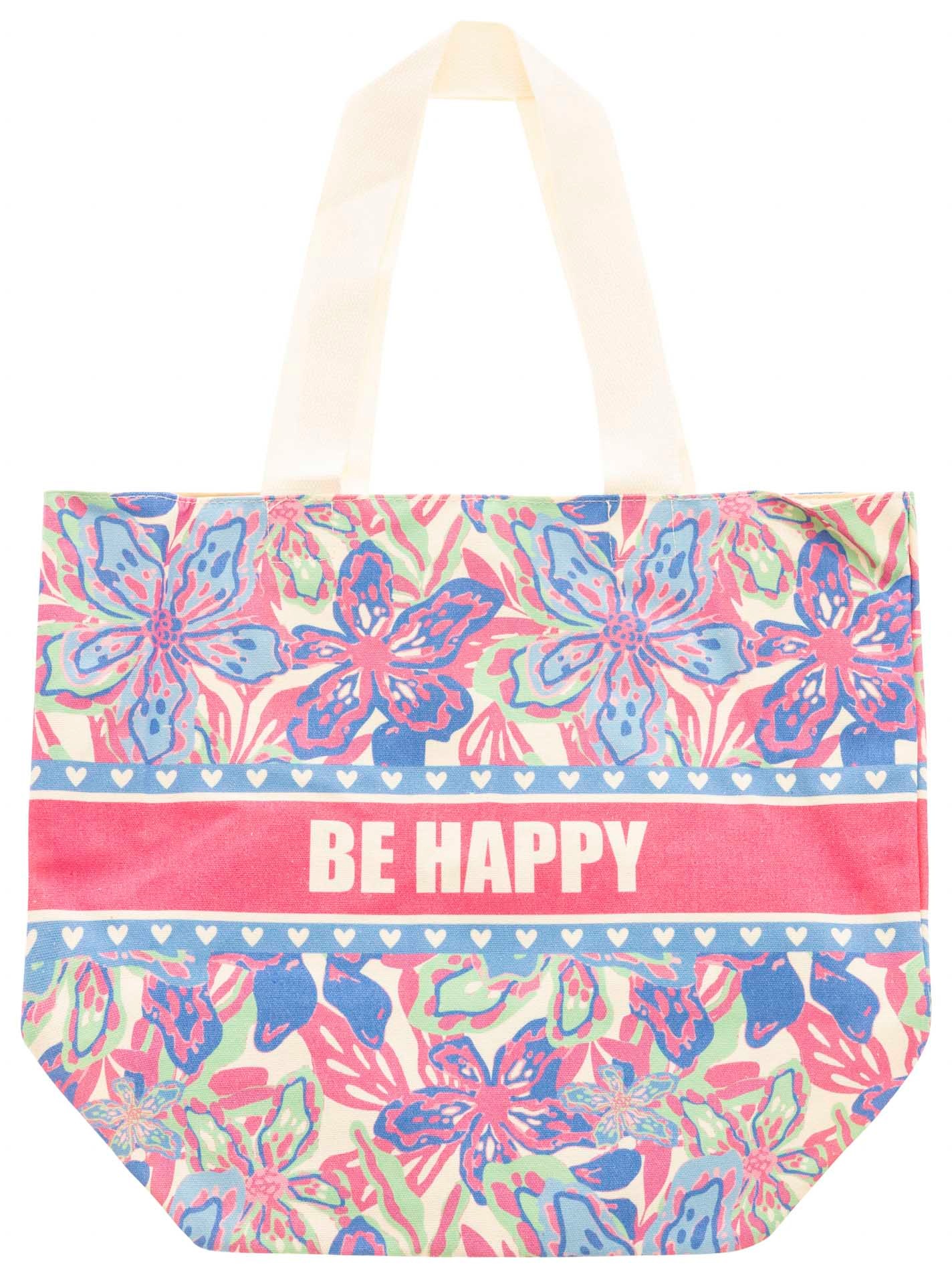 Tragetasche ZWILLINGSHERZ, Damen, Gr. B/H/T: 38cm x 45cm x 17cm, royalblau, Canvas, Baumwolle, Kunstfaser, Taschen, Stofftasche mit Henkel, bunter Mustermix