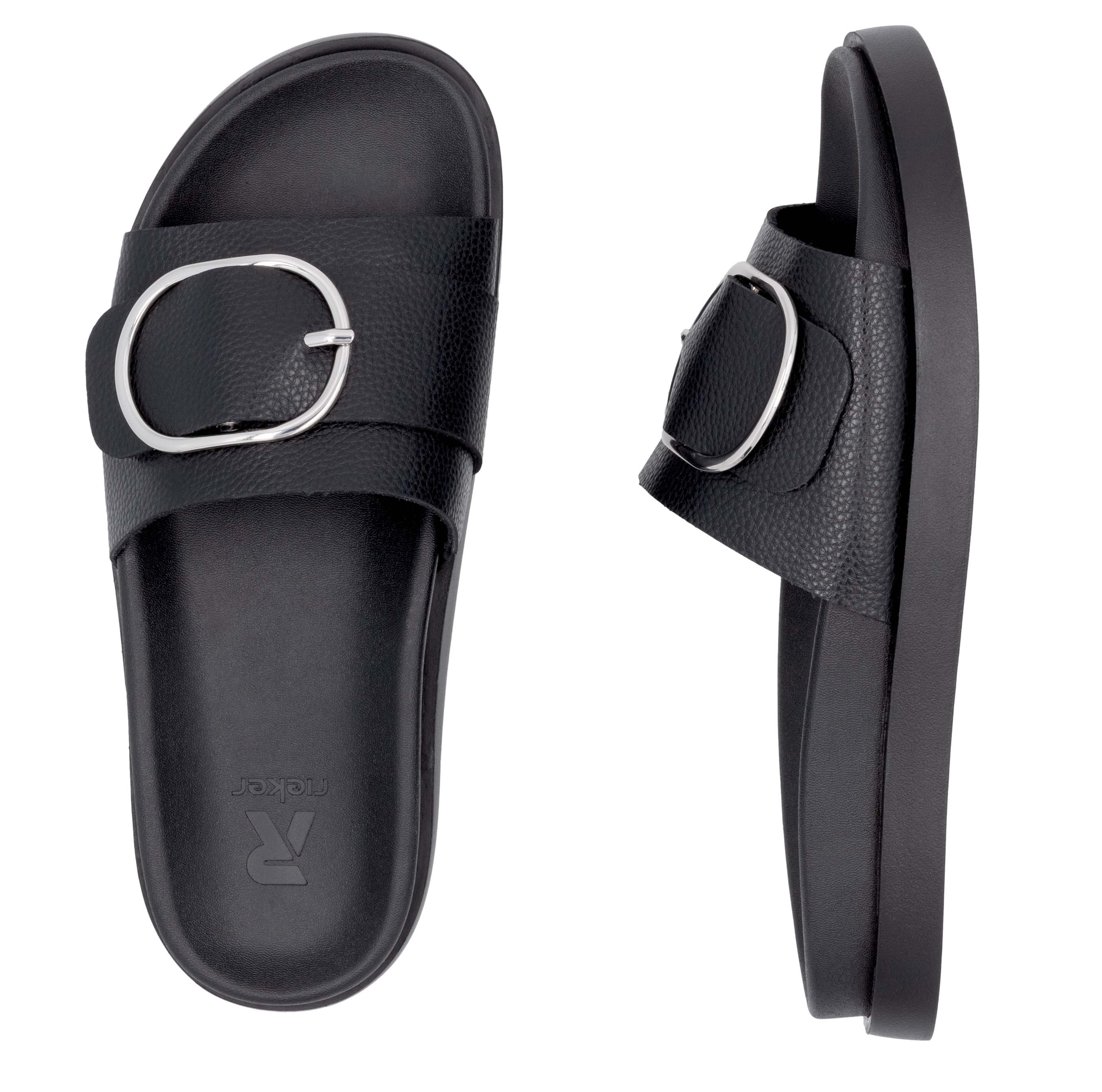 RIEKER Sport Pantolette, Sommerschuh, Strandschuh, Urlaubschuh, Hausschuh mit Zierschnalle
