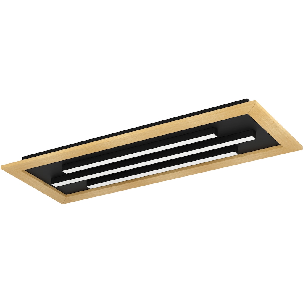 EGLO LED-Deckenleuchte »TIRRENARA« in schwarz und braun aus Stahl, Holz / inkl. und inkl. LED fest integriert - 2 x 9,2 Watt und 1 x 13,7 Watt, Gr. ca. 78 x 30,5 cm
