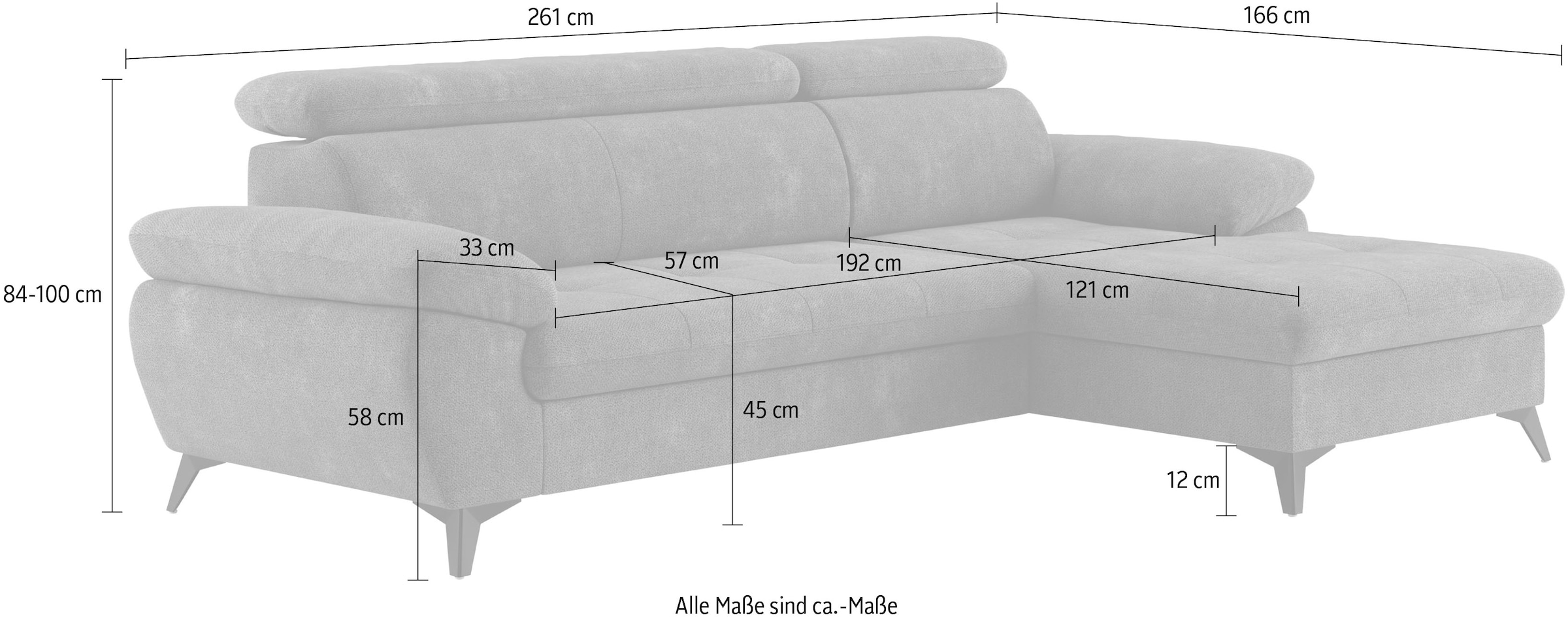 COTTA Ecksofa »Hudson L-Form«, mit Kopfteilverstellung, wahlweise mit Bettfunktion & Bettkasten