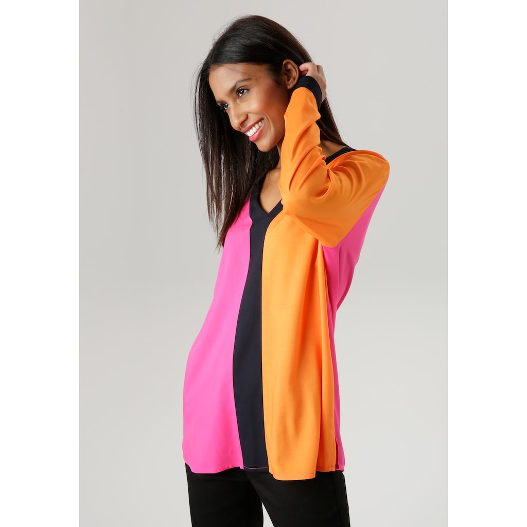 Aniston SELECTED Schlupfbluse, mit trendy Colorblocking - NEUE KOLLEKTION