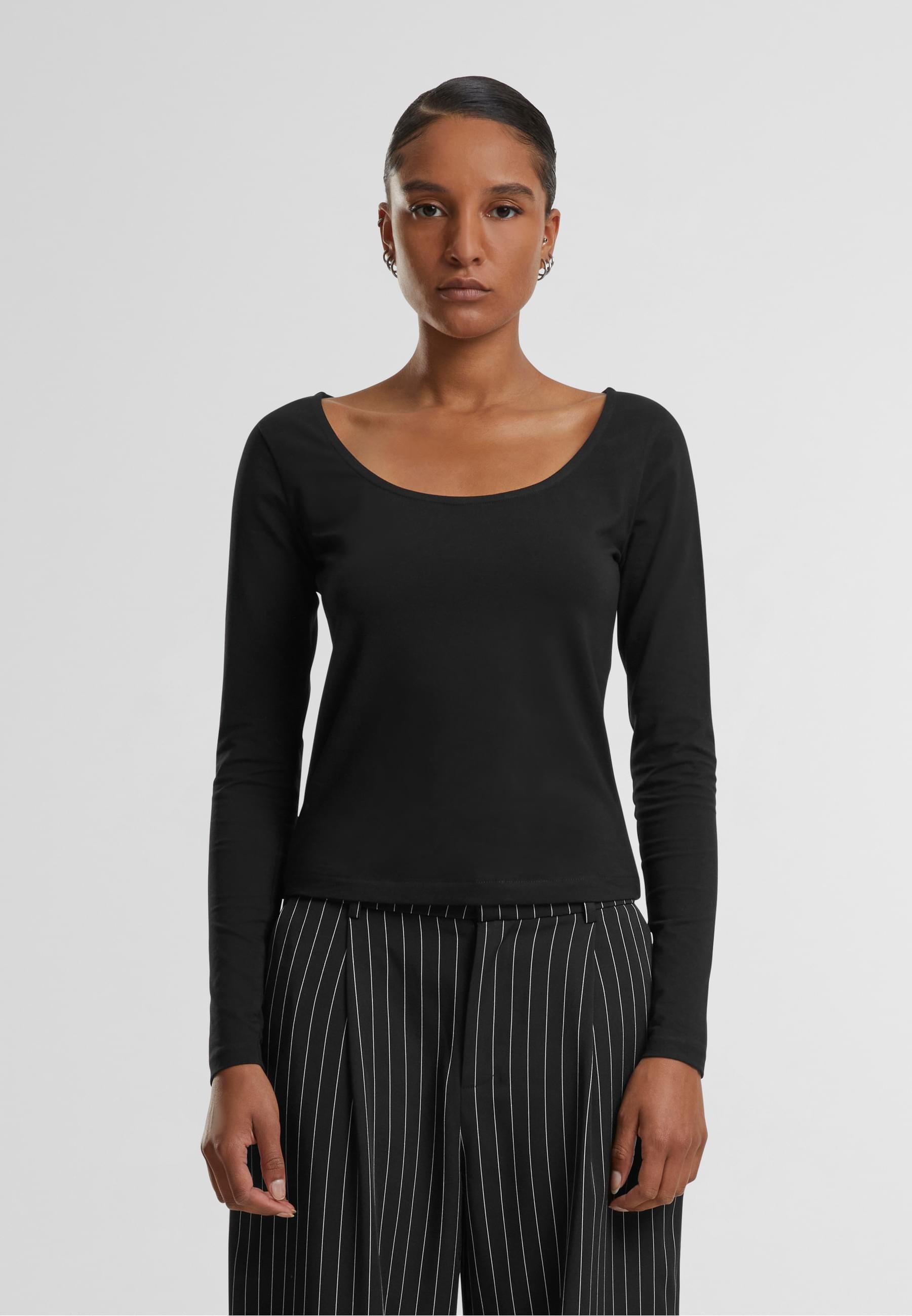 URBAN CLASSICS Longsleeve »Urban Classics Ladies Wide Neck Longsleeve«, (1 tlg.)