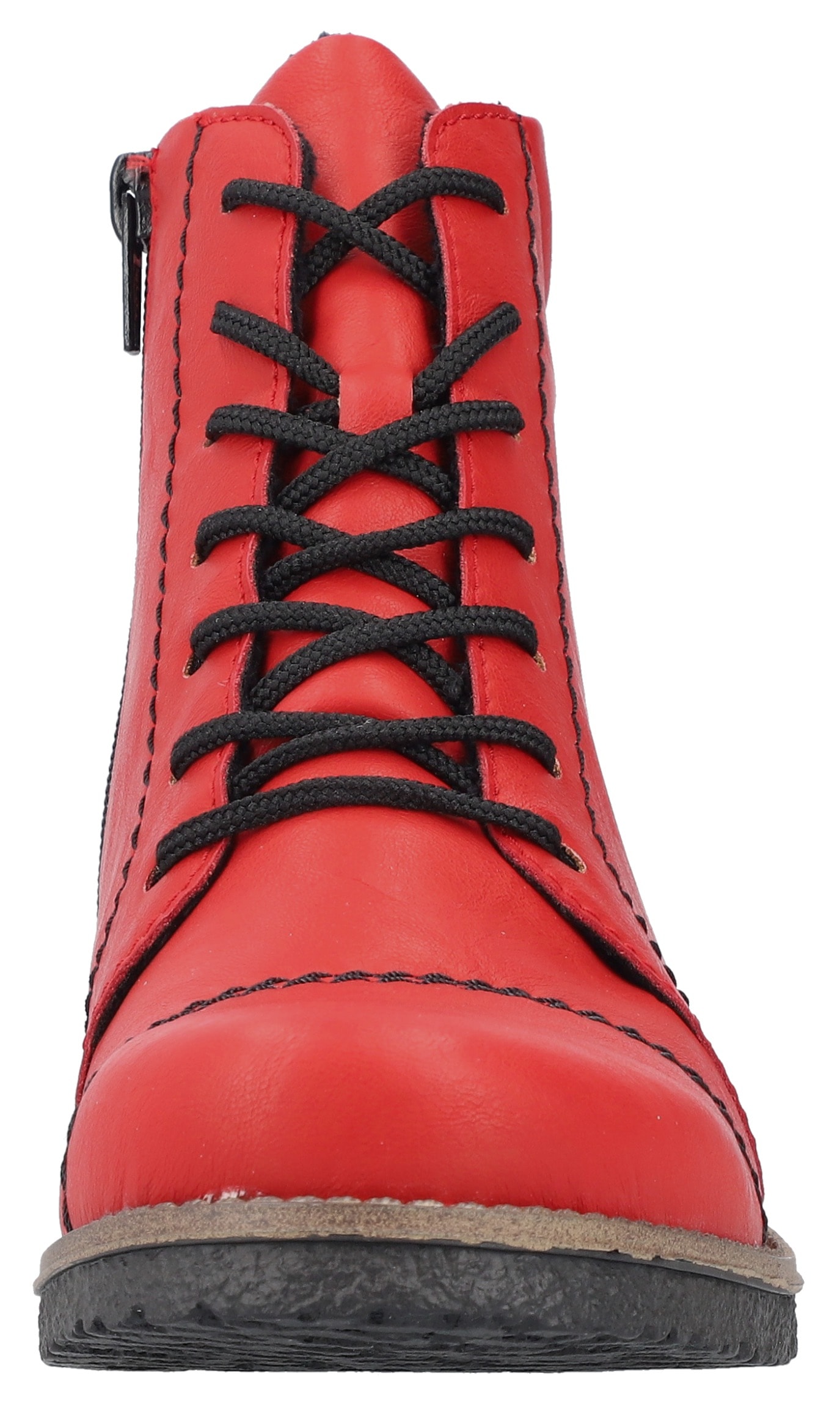 Rieker Schnürstiefelette, Schnürboots, Reißverschluss-Stiefelette, Blockabsatz, Rosenmuster