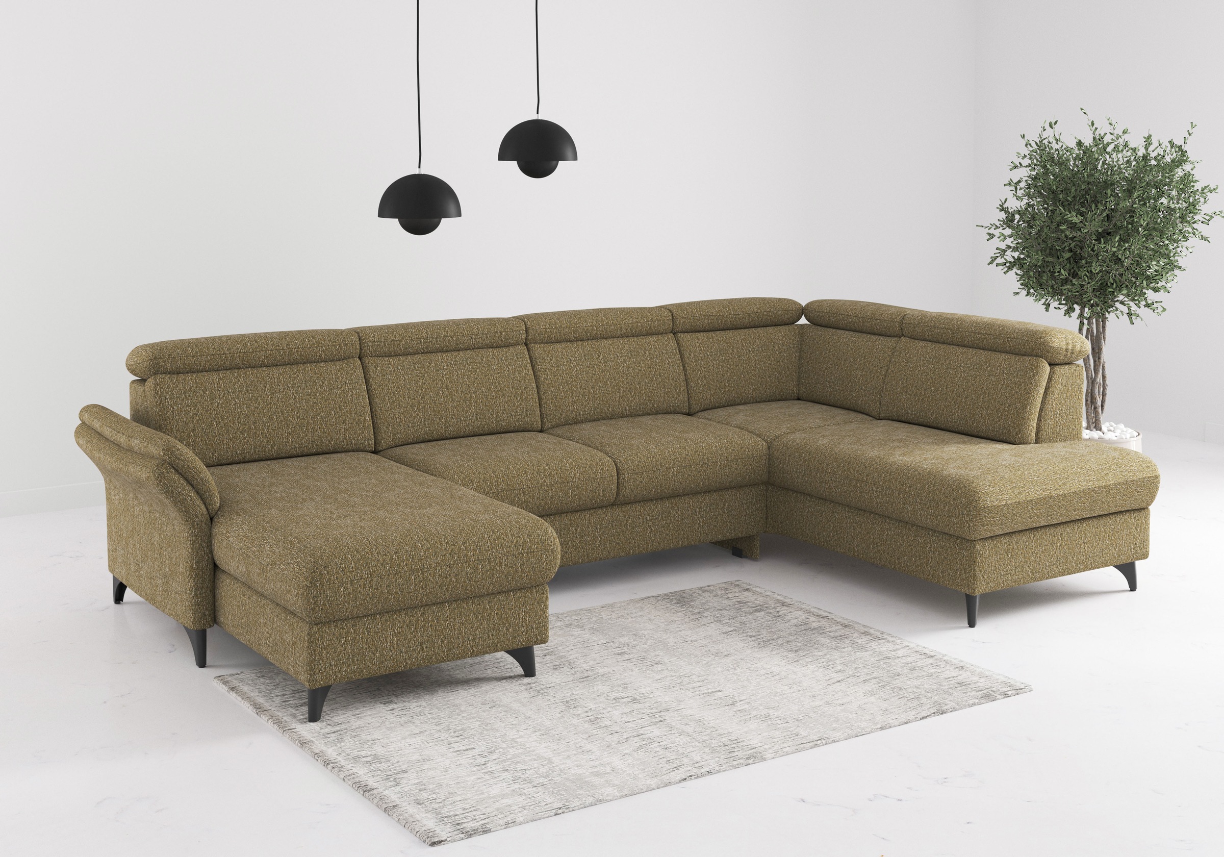 sit&more Wohnlandschaft "Glendale, U-Form" inkl. Kopfteilverstellung,wahlweise mit Vorziehsitz und Bettkasten