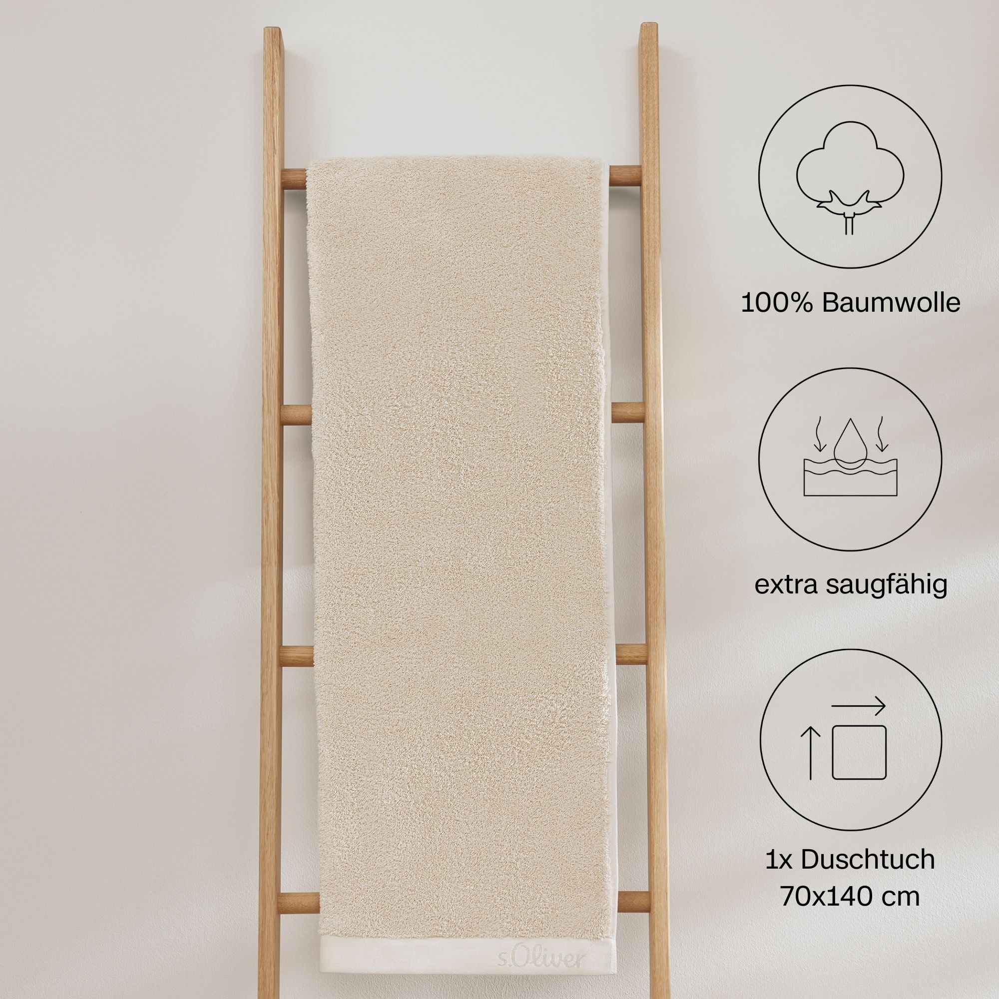 s.Oliver Duschtuch »s.Oliver, Premium Qualität, 600 gr/m², auch als Sets erhältlich«, (1 St., Badetuch 70 x 140 cm), große Farbauswahl, auch als Handtuch, Waschhandschuh, Gästetuch
