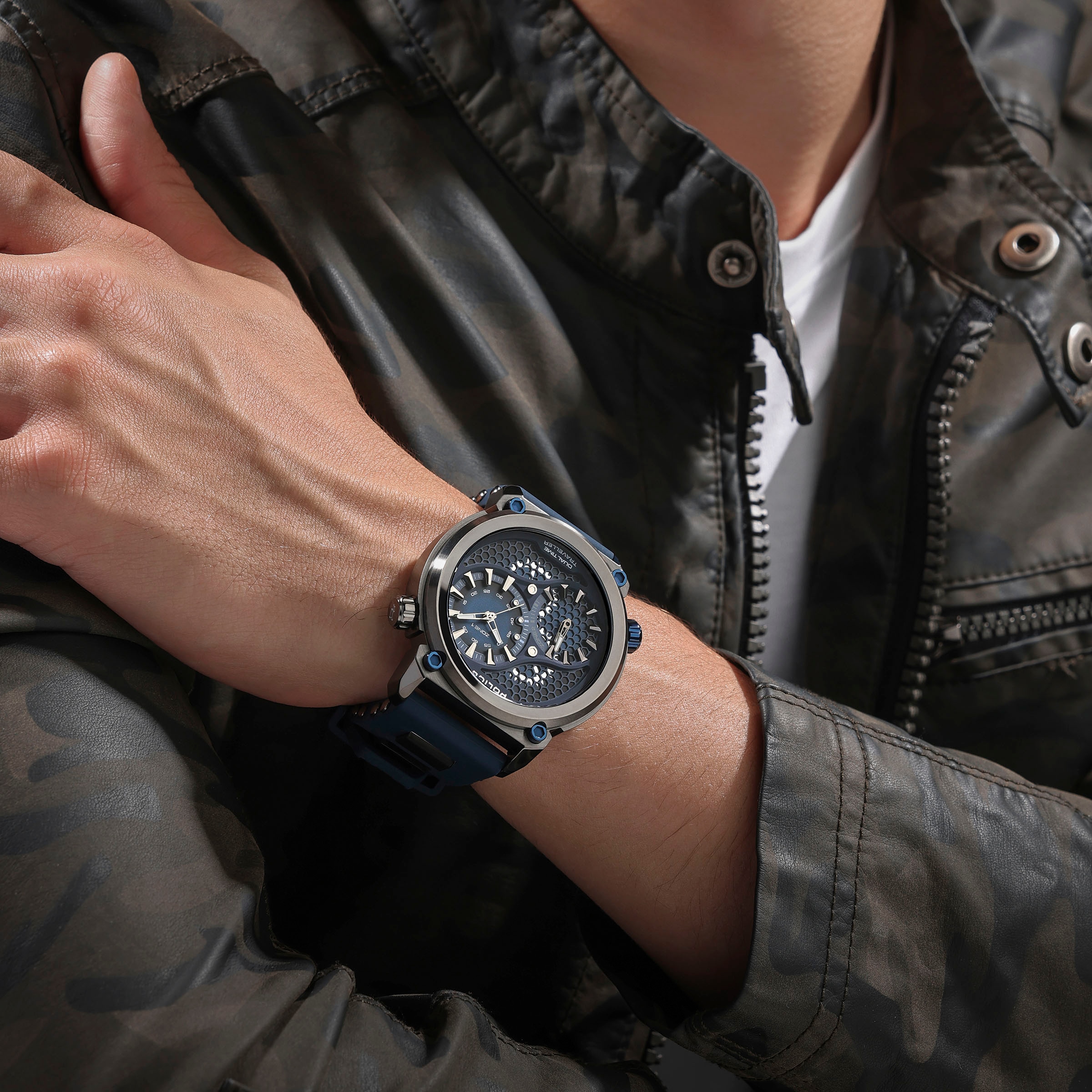Police Multifunktionsuhr »BOA«, Quarzuhr, Armbanduhr, Herrenuhr, Silikonarmband, analog, Dualzeit