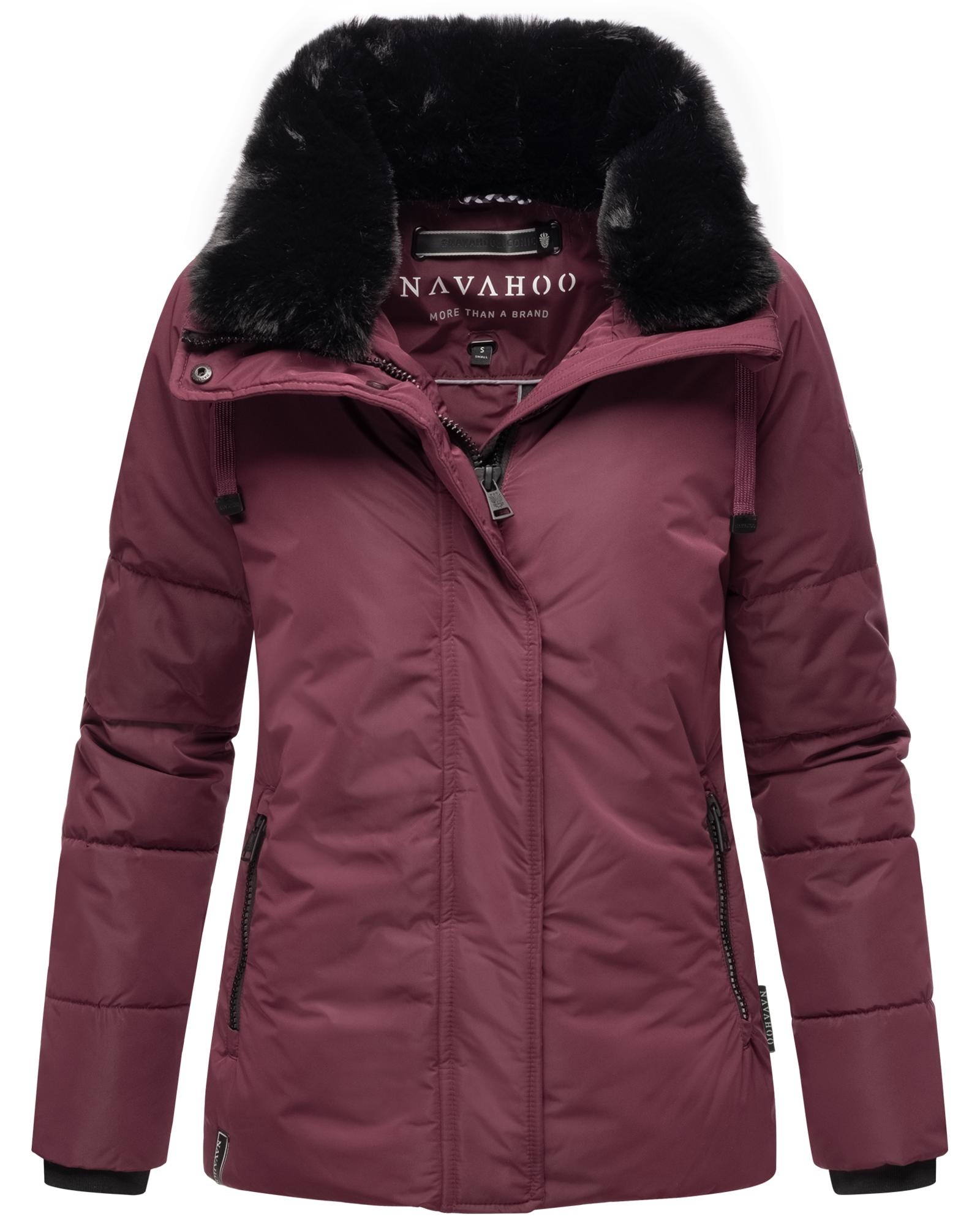 Navahoo Winterjacke "Frostii XIV", ohne Kapuze, modische Damen Winter Steppjacke mit Kunstfellkragen