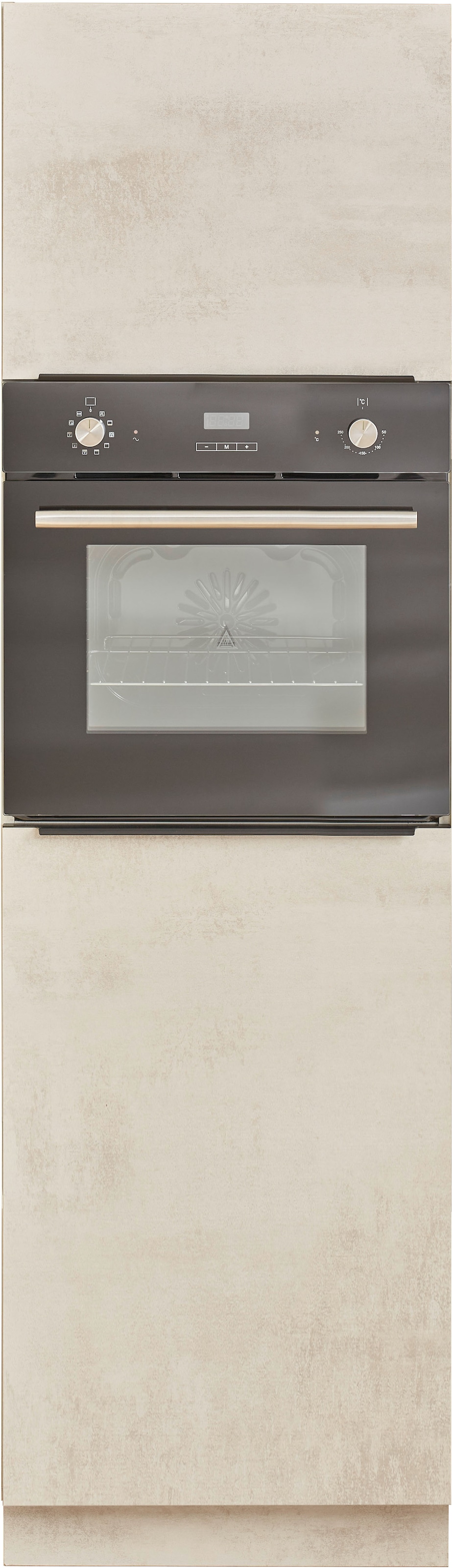 BASIC by Balculina Backofen/Kühlumbauschrank »Sanibel Küchenschrank Chromix Weiß, Hochschrank BxHxT 60 x 210 x 58«, (1 St.), Mit 2 Türen, Platz für Backofen und Einbaukühlschrank, Breite 60cm