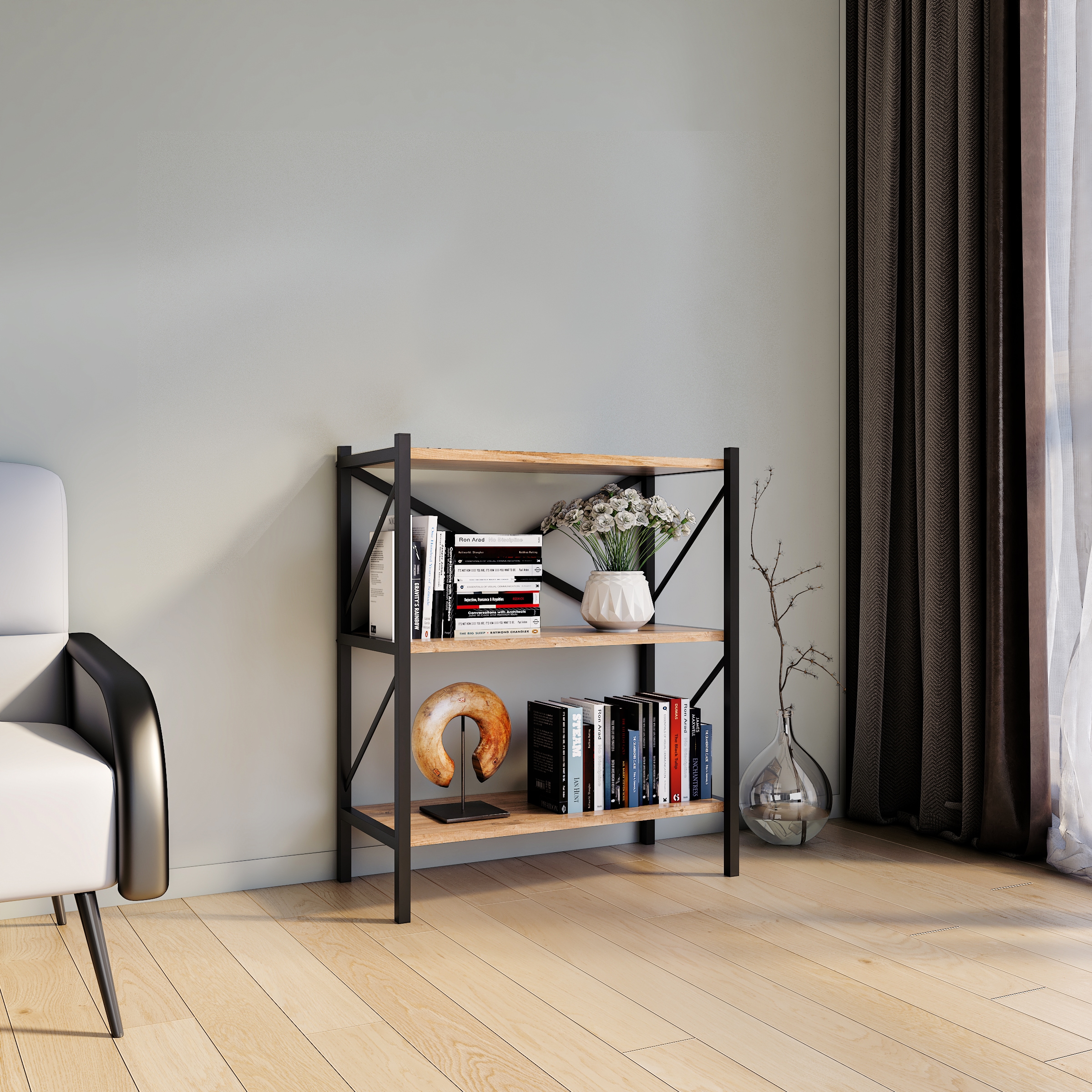 VCM Standregal »Holz Metall Stand Regal Büro Bücher Insasi 2fach«