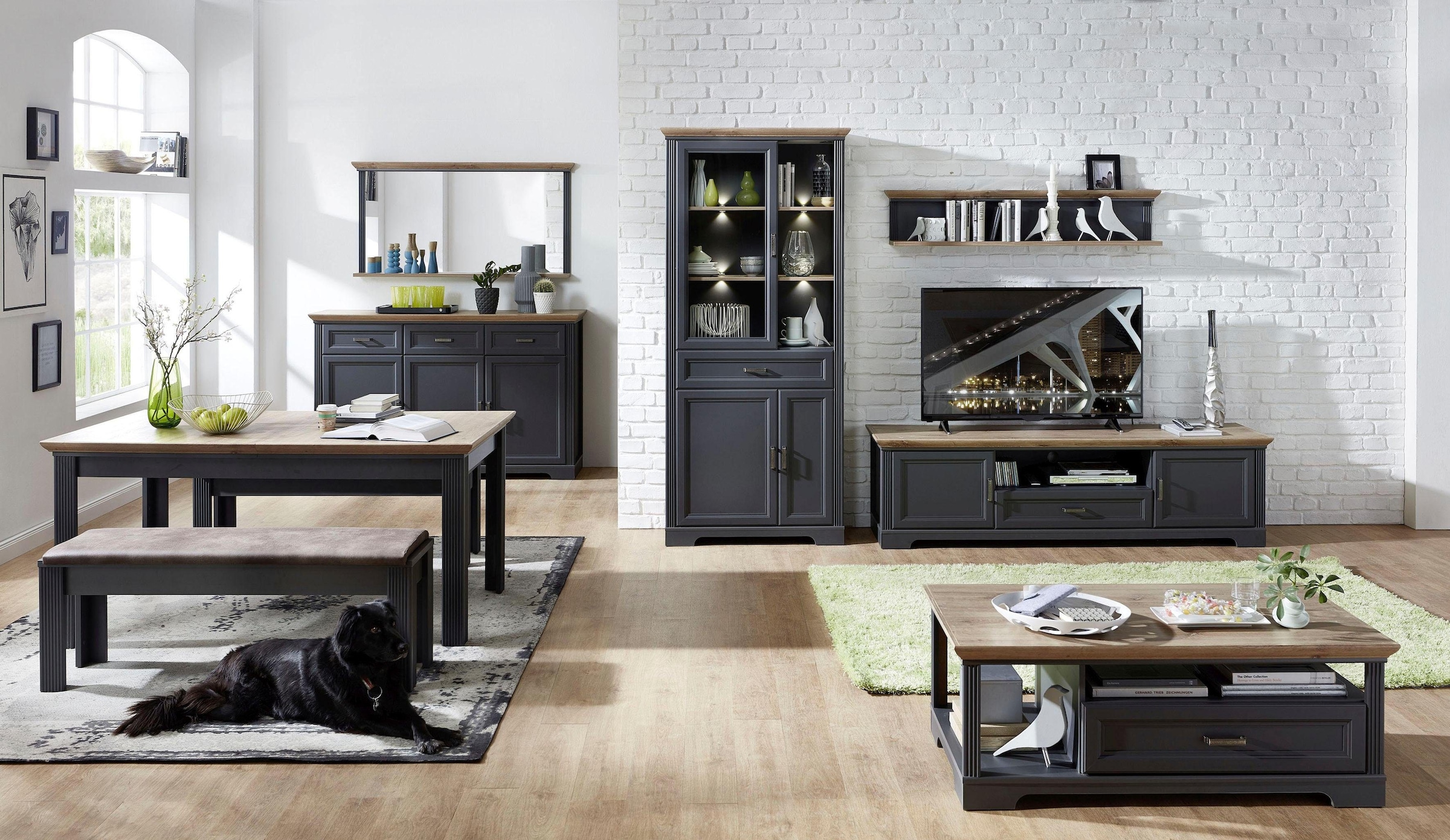 Innostyle Sideboard »Jasmin«, Breite 166 cm, 3 Holztüren, 3 Schubkästen