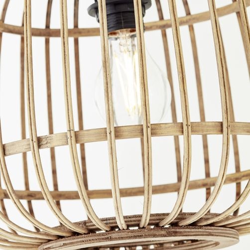 Brilliant Bogenlampe »Nikka«, 1 flammig-flammig, mit Rattan-Schirm, 171 cm  Höhe, E27, Metall/Rattan, schwarz/natur | BAUR