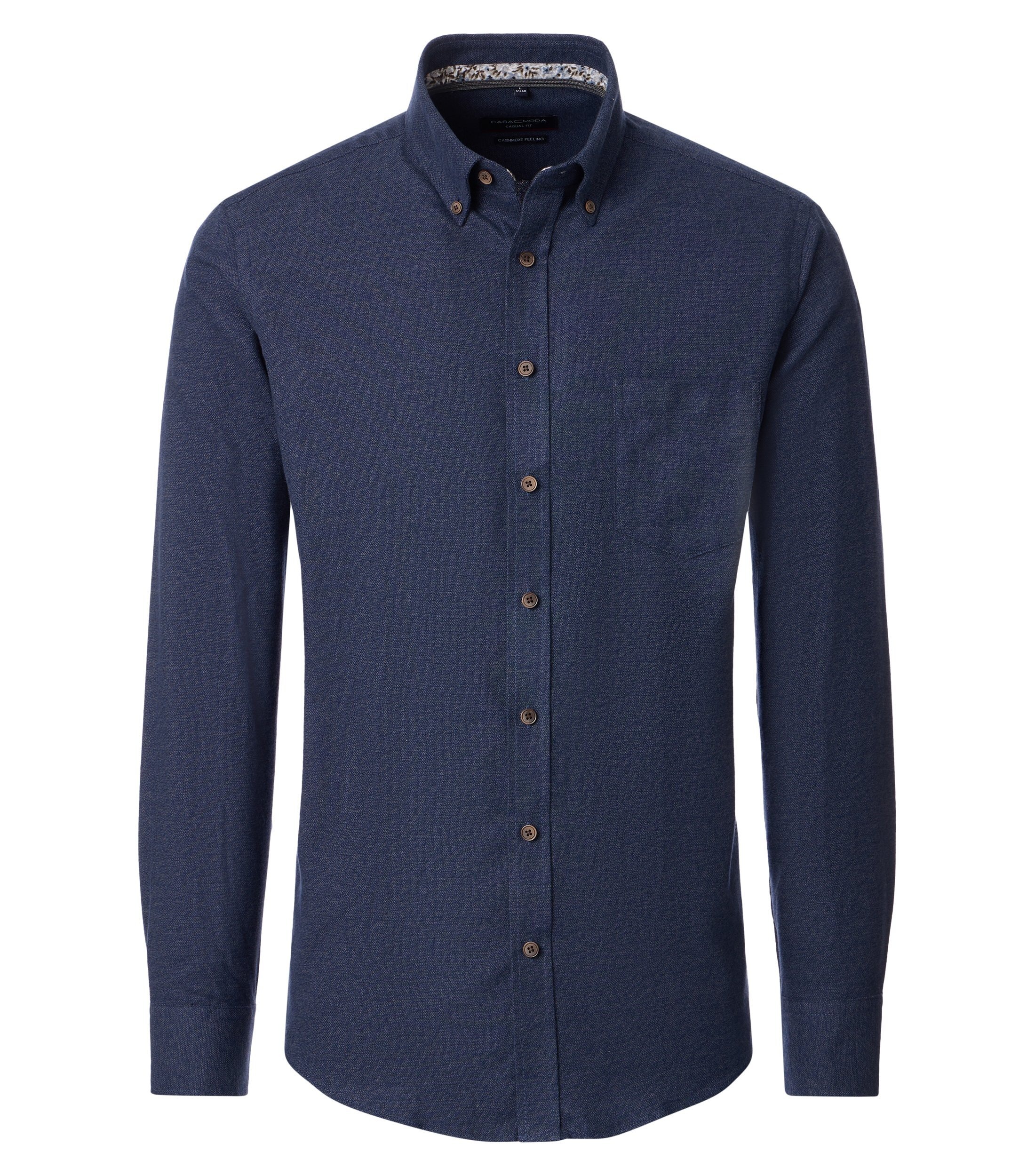 Langarmhemd CASAMODA "CASAMODA Freizeithemd uni", Herren, Gr. L, Normalgrößen, blau, 100% Baumwolle, unifarben, lässig geschnitten, Hemden