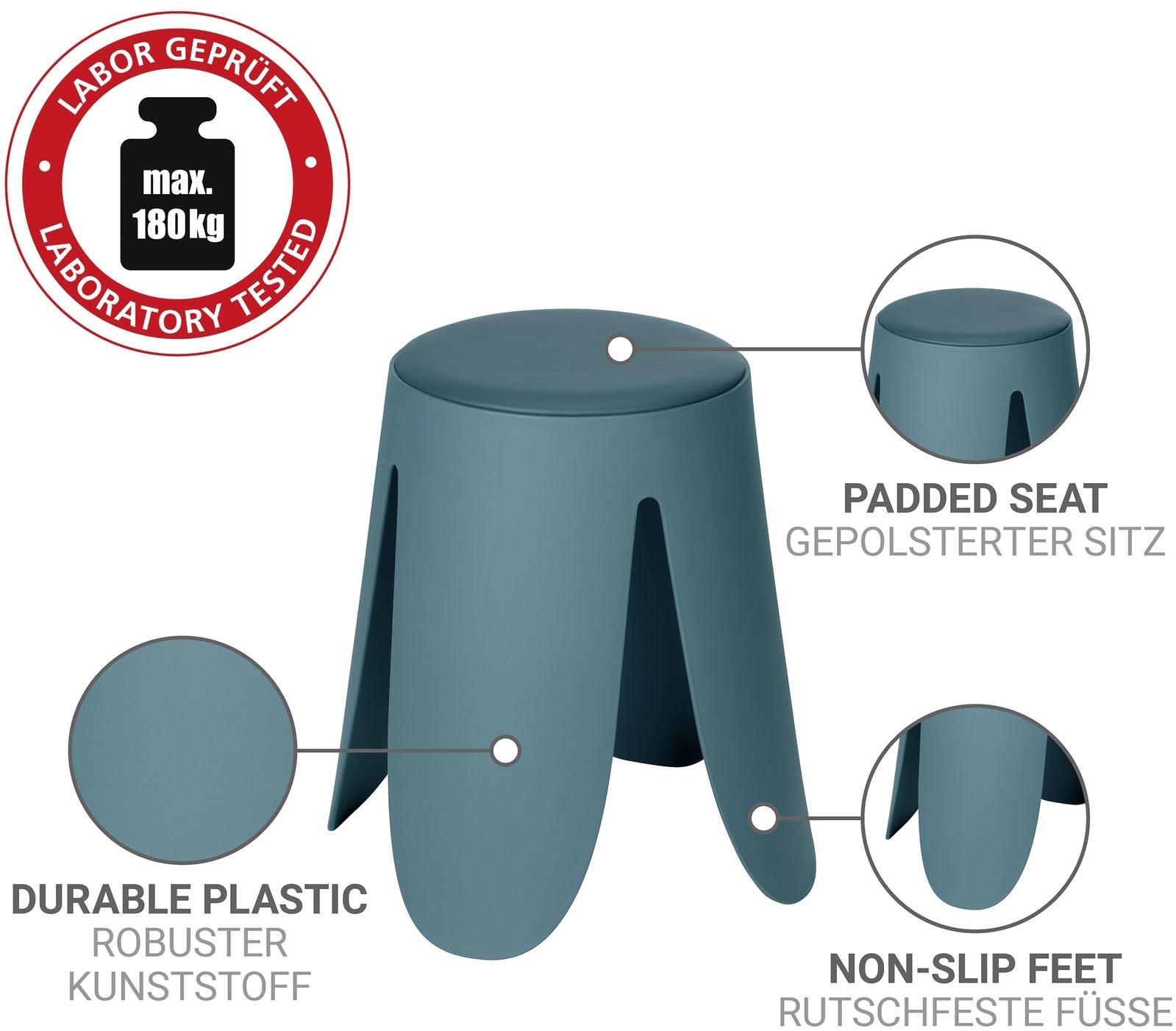 WENKO Dusch- und Badhocker »Comiso« belastbar bis 180 kg, mit rutschsicheren Füßen