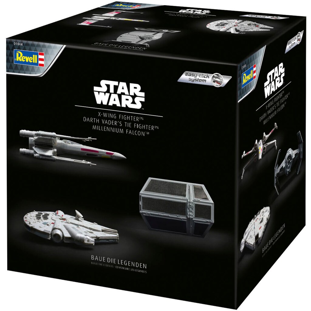 Revell® Modellbausatz »3 Star Wars Modellen (Millennium Falcon, X-Wing Fighter, TIE Fighter)«