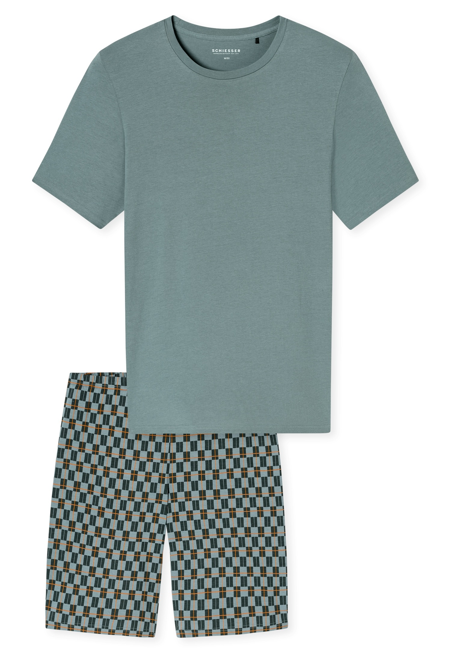 Schiesser Shorty "Casual Essentials" 2 tlg. mit unifarbenem Oberteil und ge günstig online kaufen