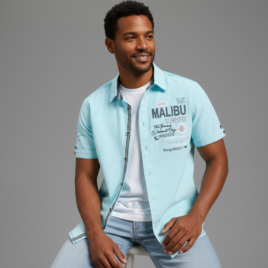 KangaROOS Kurzarmhemd Kurzarm, für Casualmode und Streetwear, aus Baumwolle