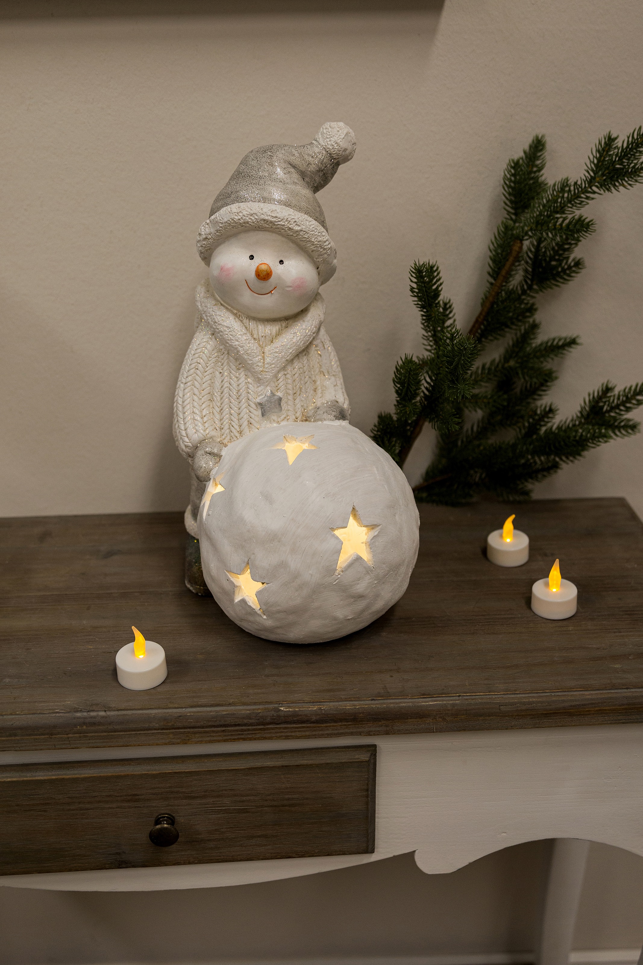 Myflair Möbel & Accessoires Schneemann »Weihnachtsdeko«, mit LED Beleuchtung, Höhe ca. 37 cm