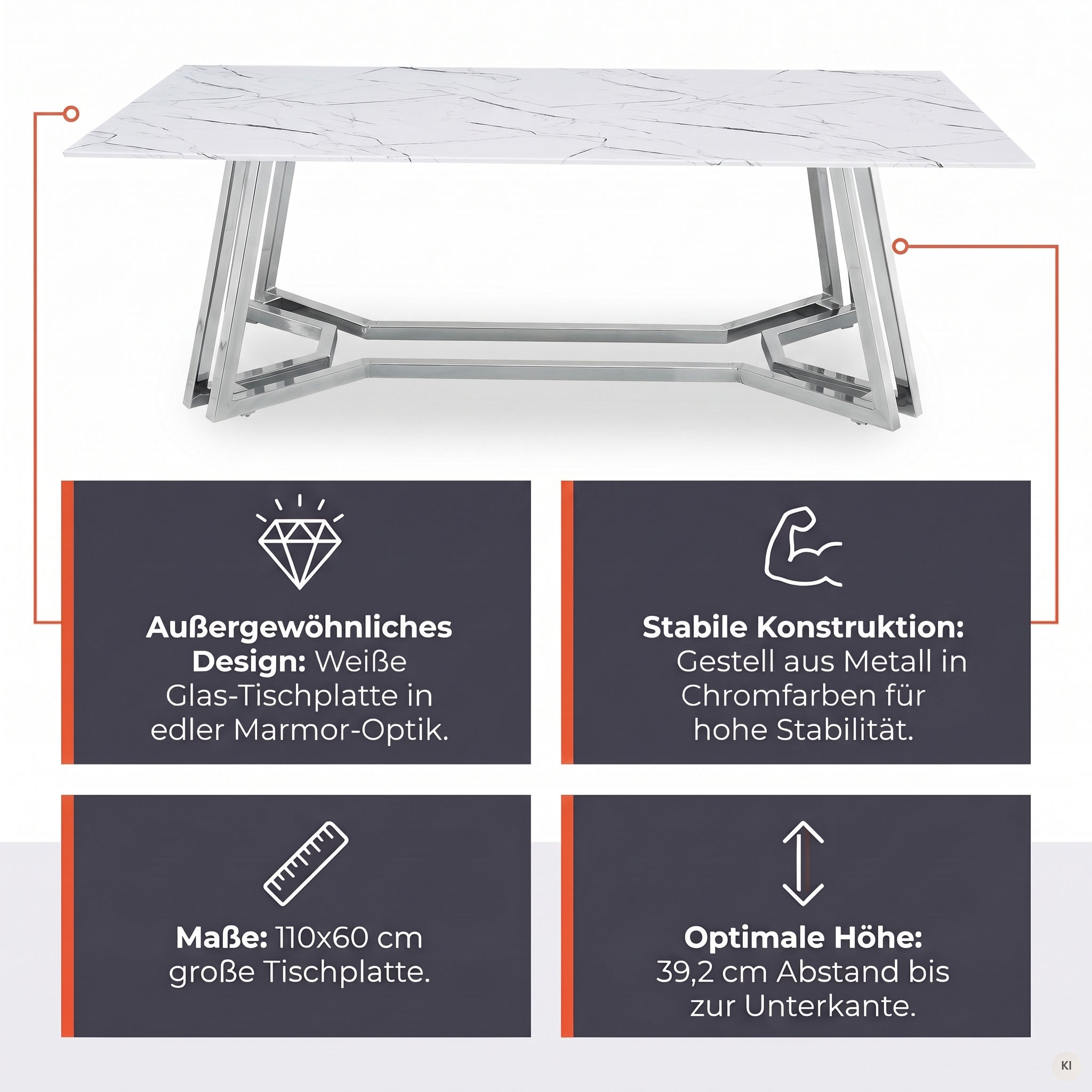 SalesFever Couchtisch »Wohnzimmertisch im eleganten Stil« Eleganter Chic mit marmoriertem Charme