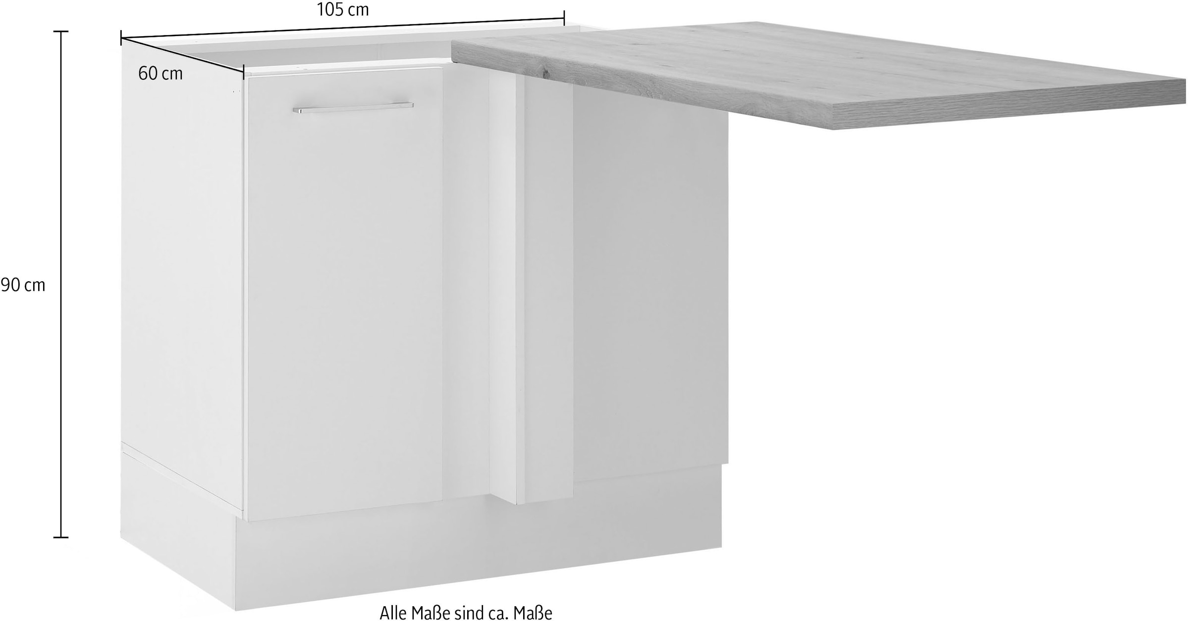 BASIC by Balculina Eckunterschrank »Turin«, (1 St.), Breite 105 cm, wahlweise in schwarz matt oder weiß matt