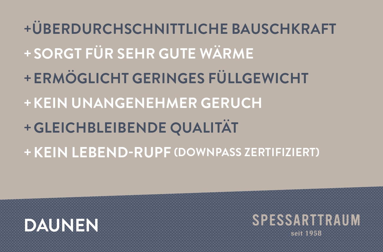 SPESSARTTRAUM Gänsedaunenkopfkissen »Premium«, Füllung: 90% Gänsedaunen, 10% Gänsefedern, Bezug: 100% Baumwolle, (2 St.), hergestellt in Deutschland, allergikerfreundlich, im Set günstiger