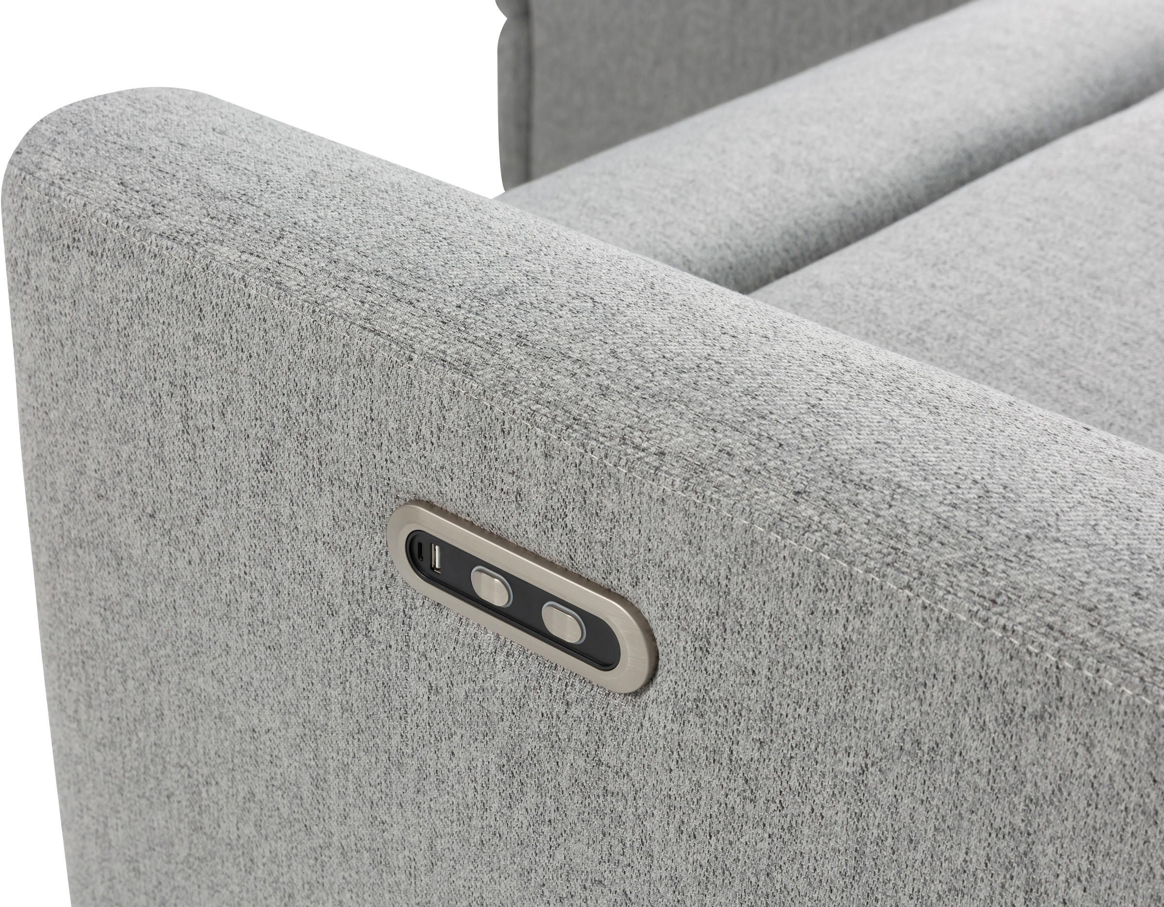 INOSIGN Ecksofa »JENNA, L-Form, 209cm, manuelle u. elektrische Funktion, mit USB A/C,«, Liegefunktion 105°-150°, Federkern, Struktur fein