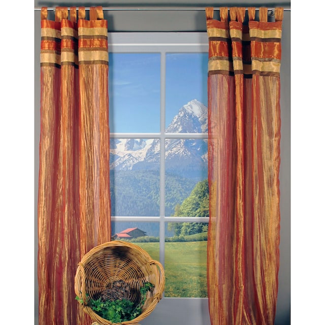 HOSSNER - ART OF HOME DECO Gardine »Lungernsee«, (1 St.), Schlaufenschal  mit Brokat-Bordüre kaufen | BAUR