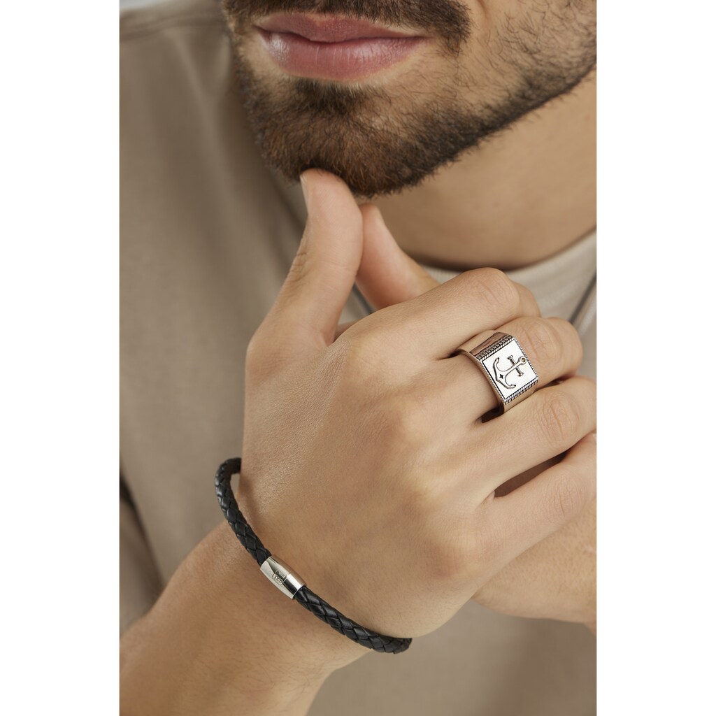 CAÏ Armband »Edelstahl Leder schwarz 20cm«