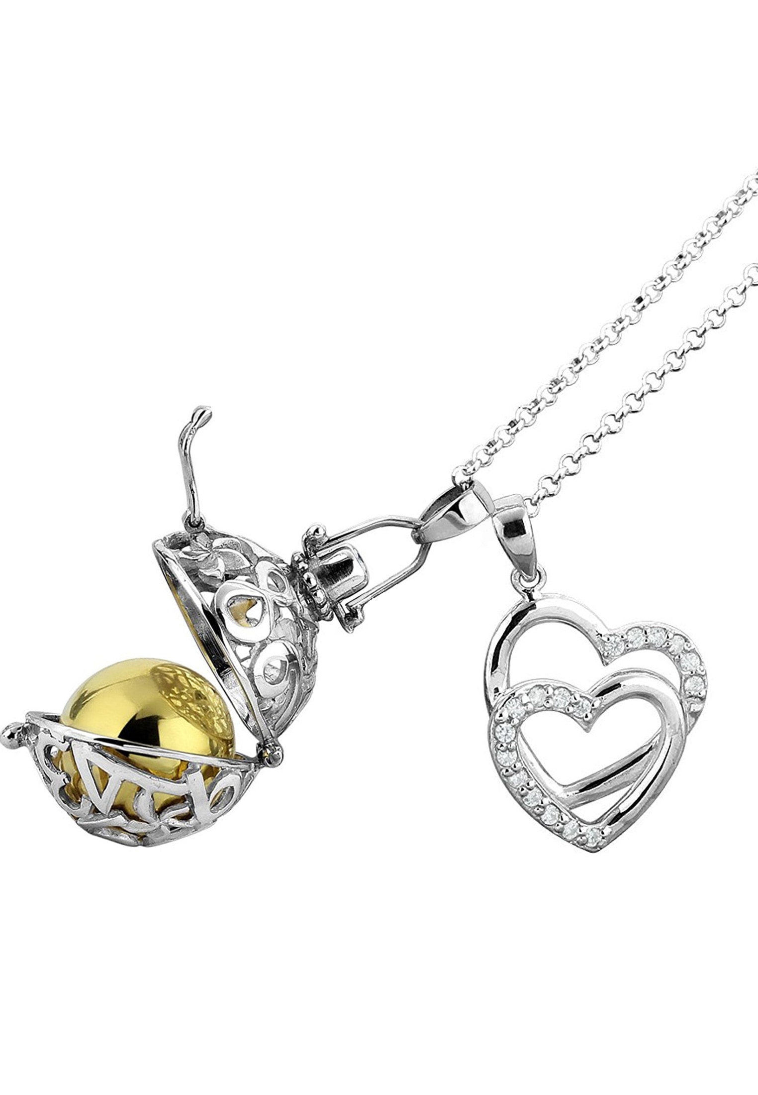 Nenalina Kette mit Anhänger »Engelsflüsterer Zirkonia Herz Liebe 925 Silber«