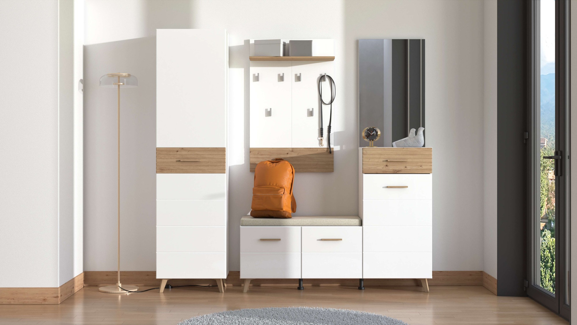 Thumbnail - Home affaire Garderoben-Set "Sein Kompaktgarderobe, Flurgarderobe, Dielenschrank, Hochglanzfronten" Komplett-Set, 5 Stk....