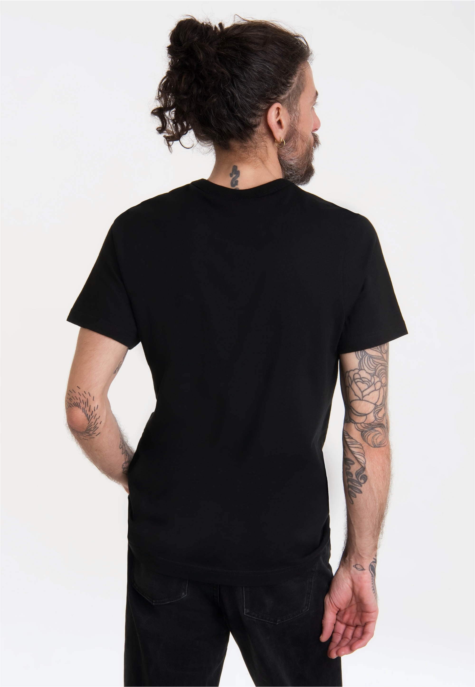 T-Shirt LOGOSHIRT "Marvel - Punisher Striped Skull", Herren, Gr. 5XL, schwarz, 100% Baumwolle, unifarben, normal, Rundhals, Shirts T-Shirt, mit coolem Print 3
