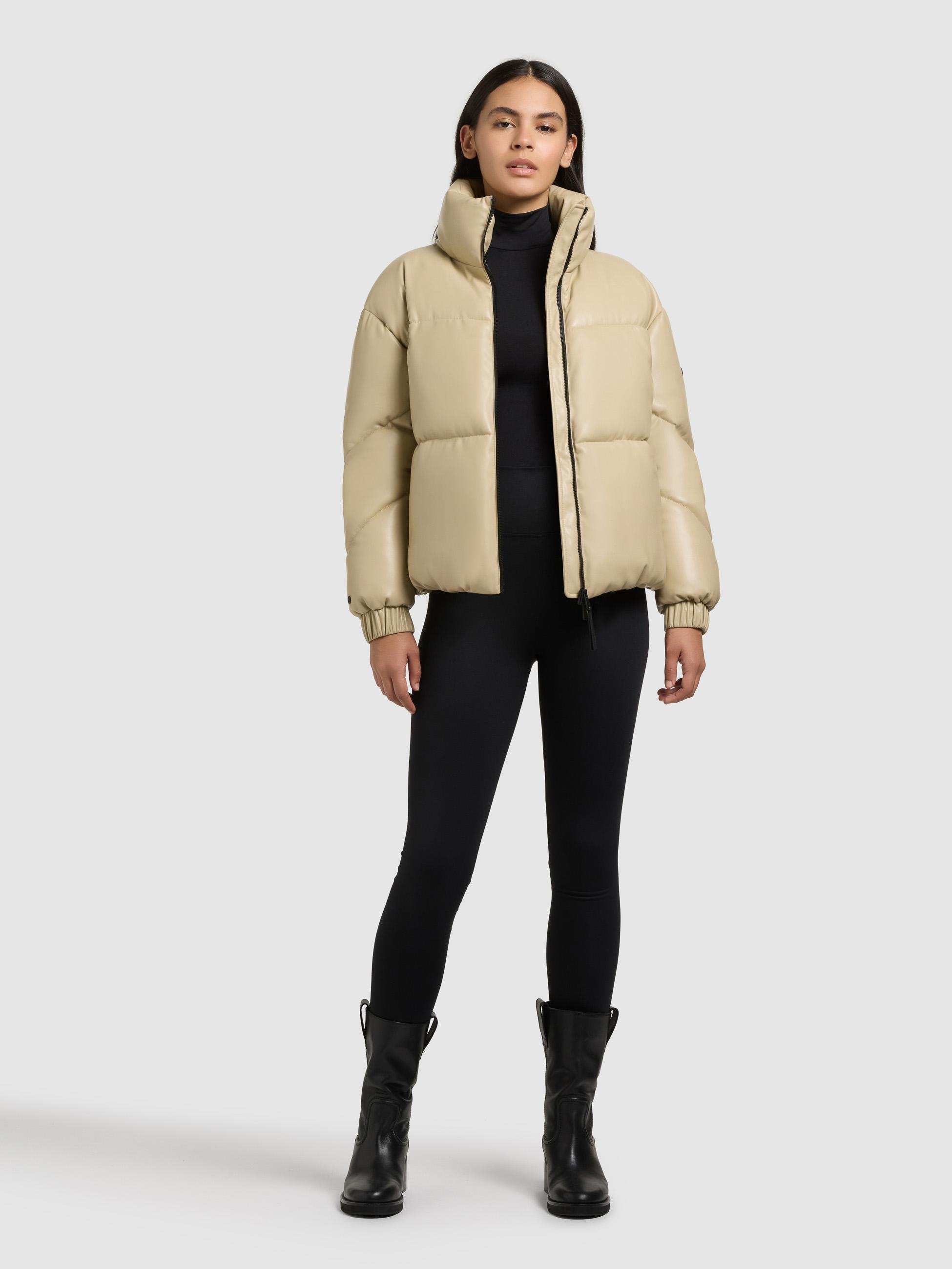 khujo Steppjacke »Khalia« ohne Kapuze Gesteppte Damen Winterjacke in Lederoptik