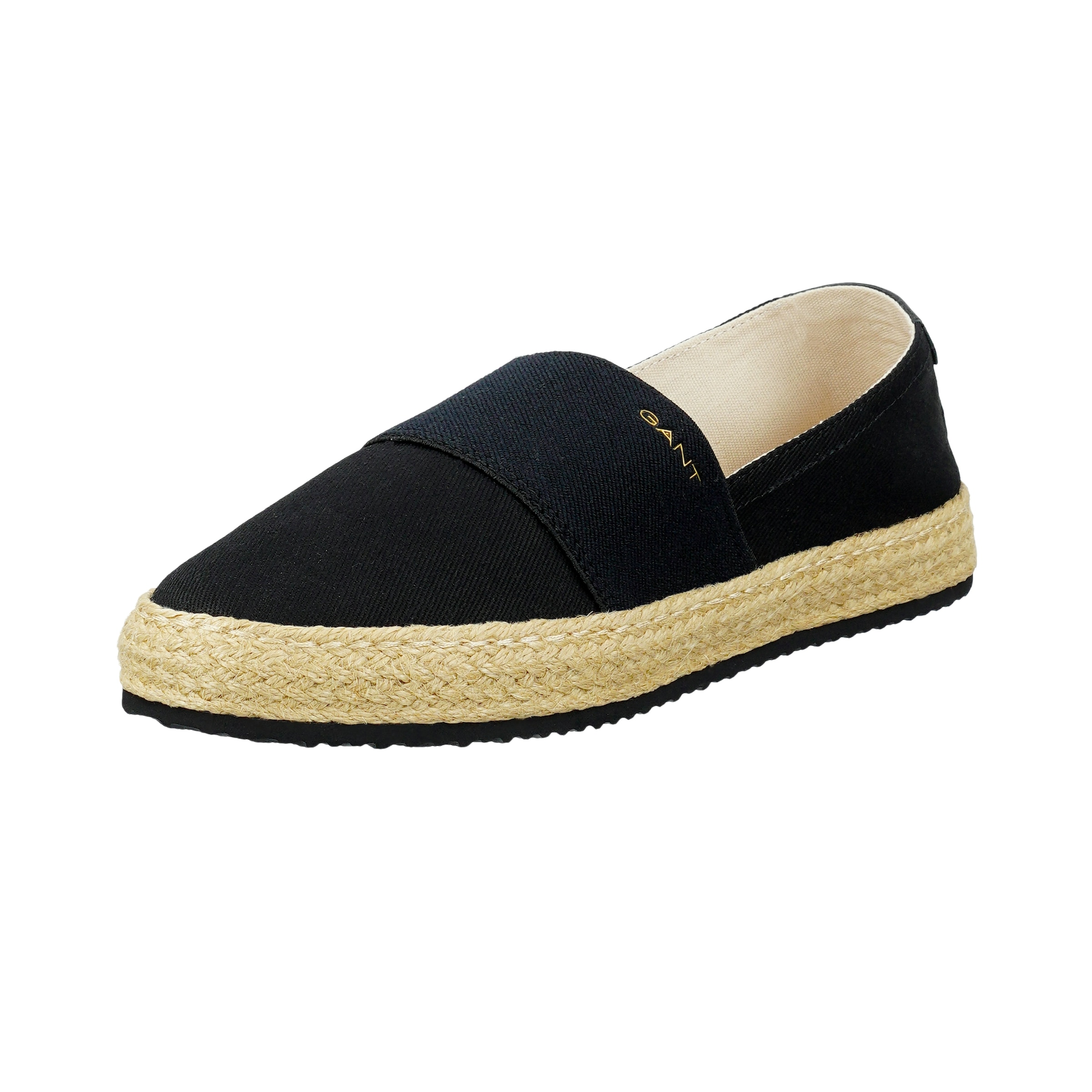 Espadrille GANT "RAFFIAVILLE", Damen, Gr. 39, schwarz, Textil, Schuhe Espadrille, Slipper, Sommerschuh, Loafer zum Schlupfen