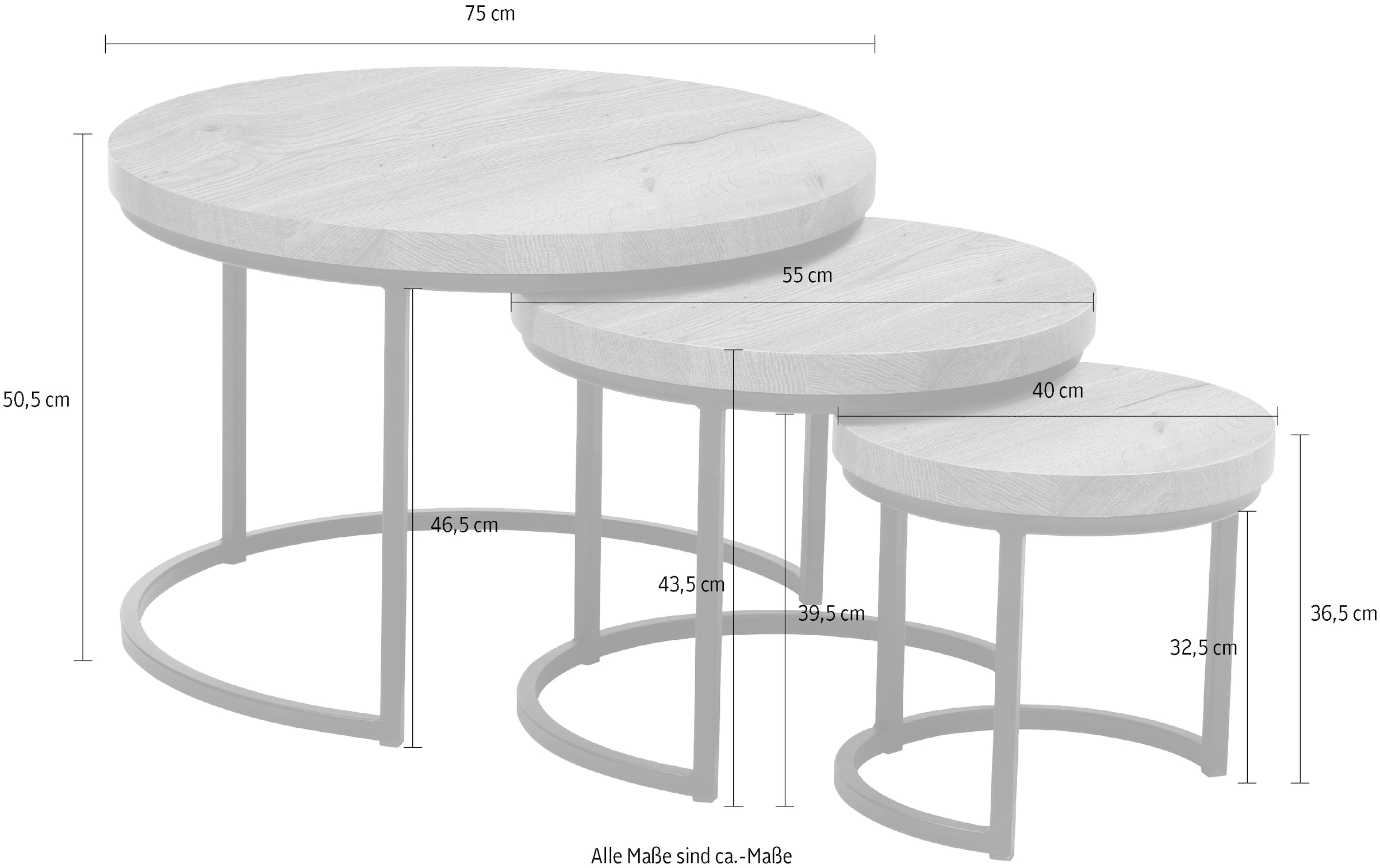 OMG Design Couchtisch »Hugo«, (3 St.), im 3er Set, variabel stellbar