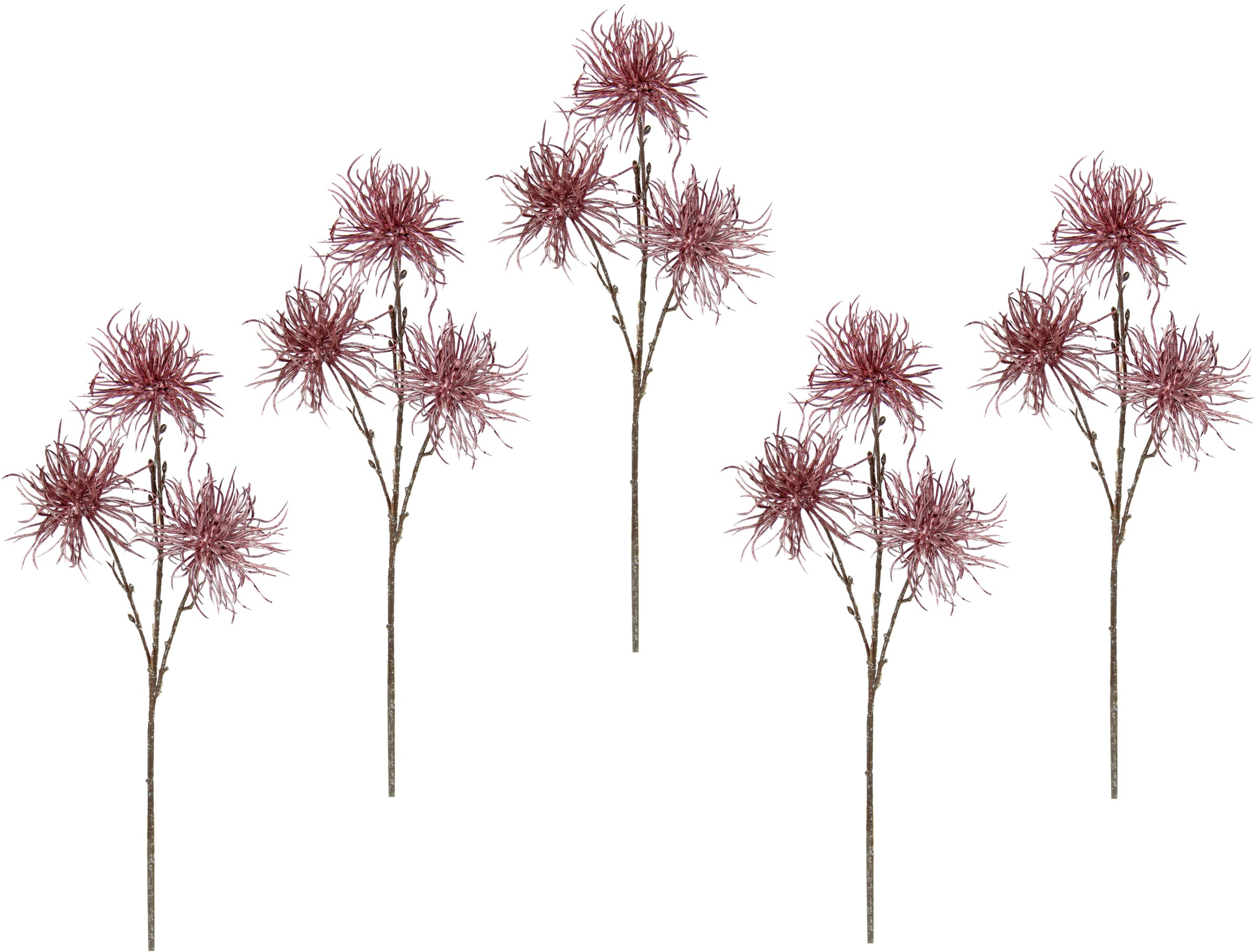 I.GE.A. Kunstblume "Distel", Metallic-Distelzweig, Kunstzweige, 5er Set