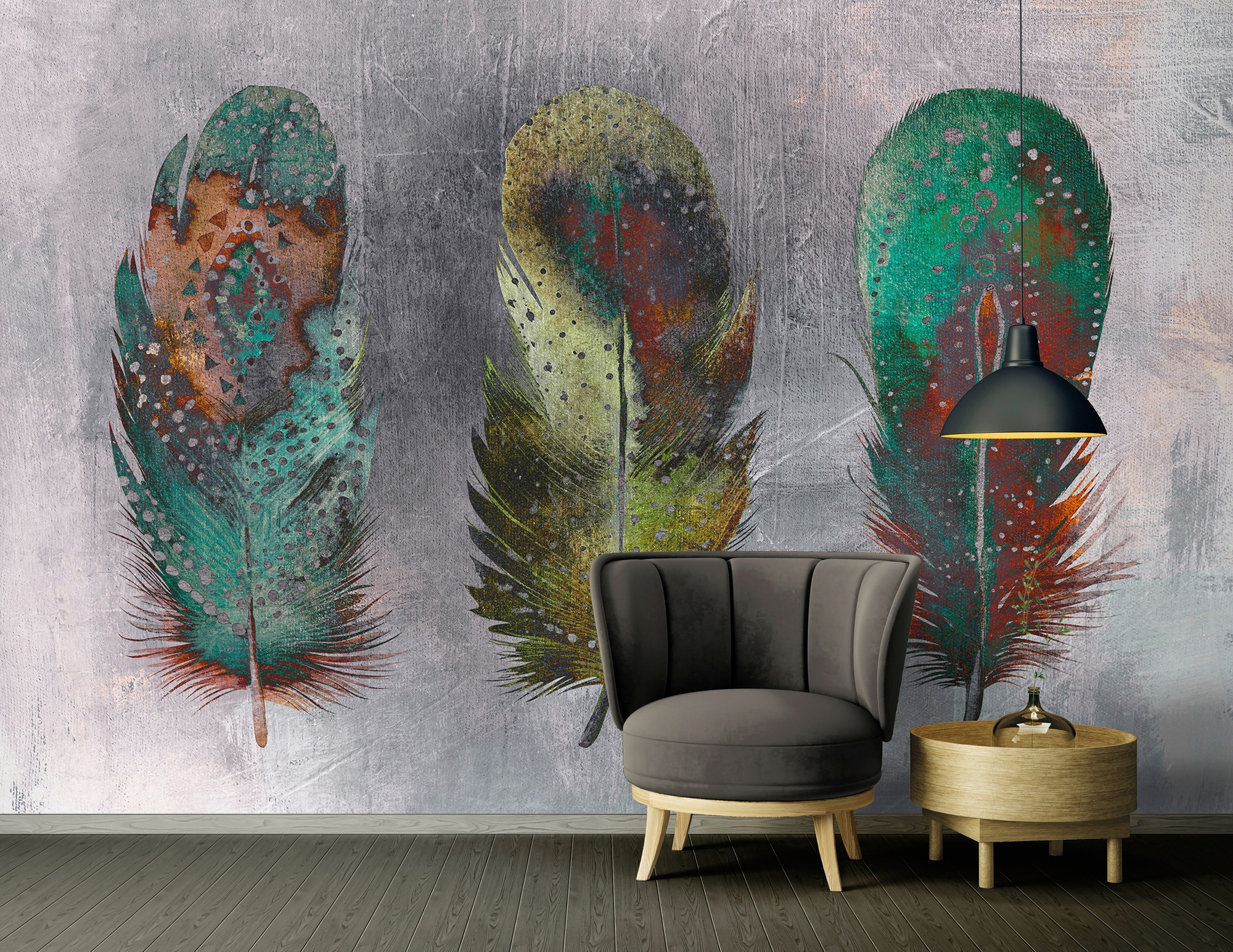 Architects Paper Fototapete »Atelier 47 Motley Feather 1«, mehrfarbig, Vlies, Wand, Schräge, Decke