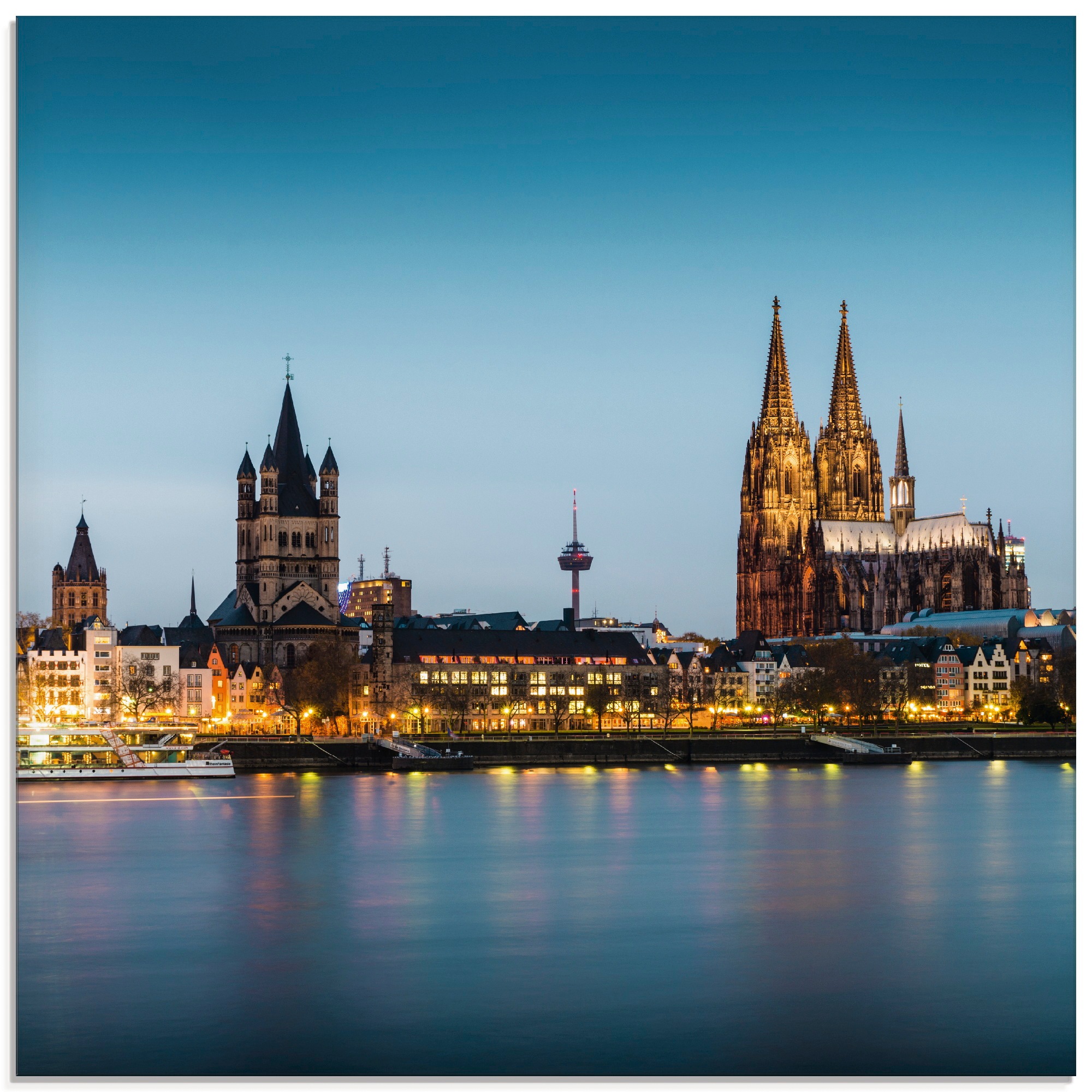 Artland Glasbild "Köln Rheinpromenade", Deutschland, (1 St.), in verschiedenen Größen