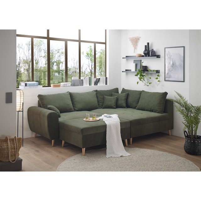 ED EXCITING DESIGN Ecksofa »Calanda«, mit Hocker, frei im Raum stellbar,  Rücken- und Zierkissen bestellen | BAUR