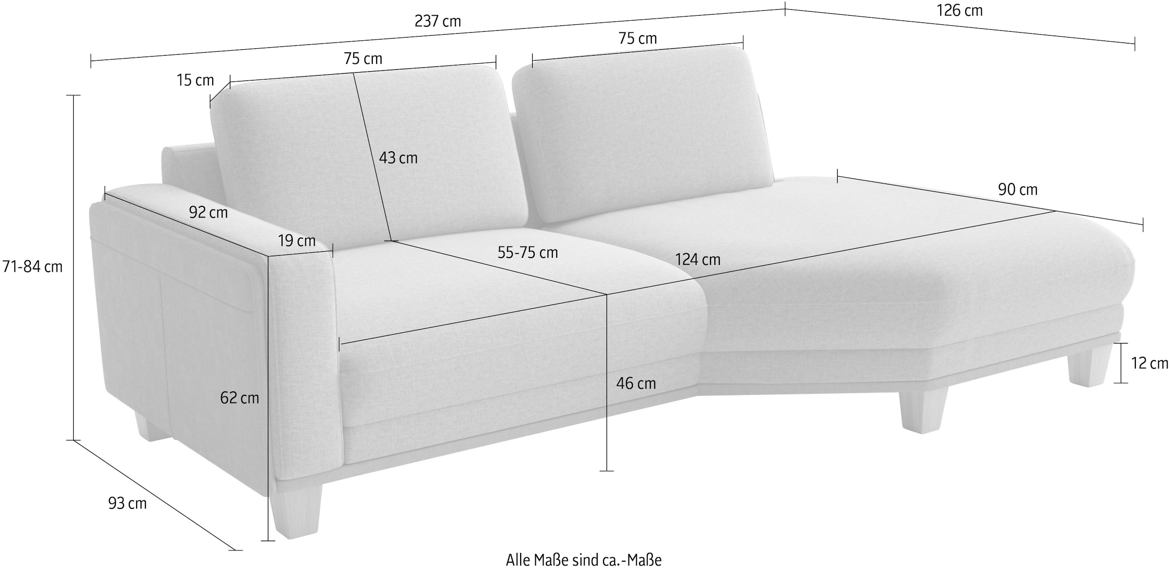 sit&more Ecksofa »Concept« Modernes Sofa in drei Fußfarben zur Auswahl