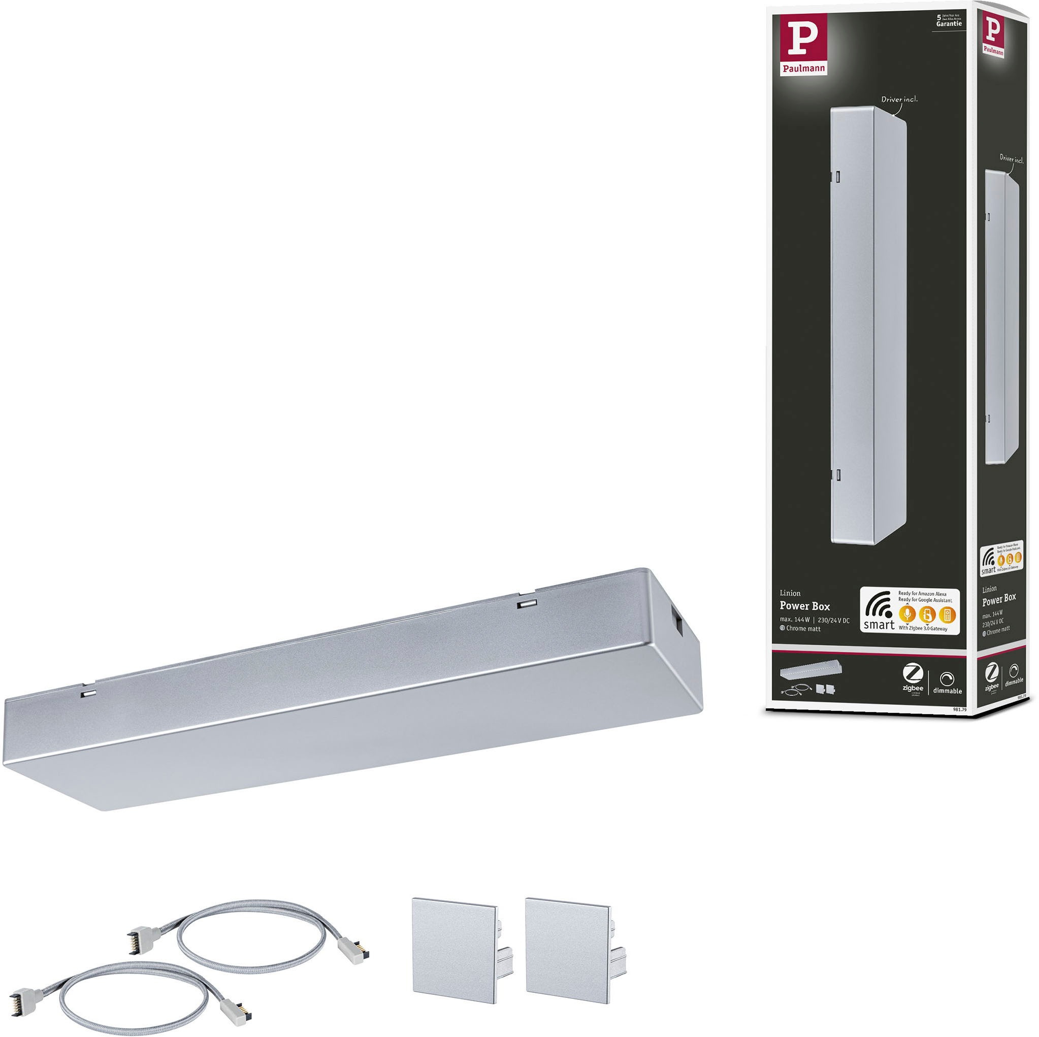 PAULMANN Schienensystem-Einspeiser "Linion Power Box Signalschwarz 230/24V 180VA", B:36,5cm H:4cm T:10cm, grau, Stromschienensysteme, Smart Home