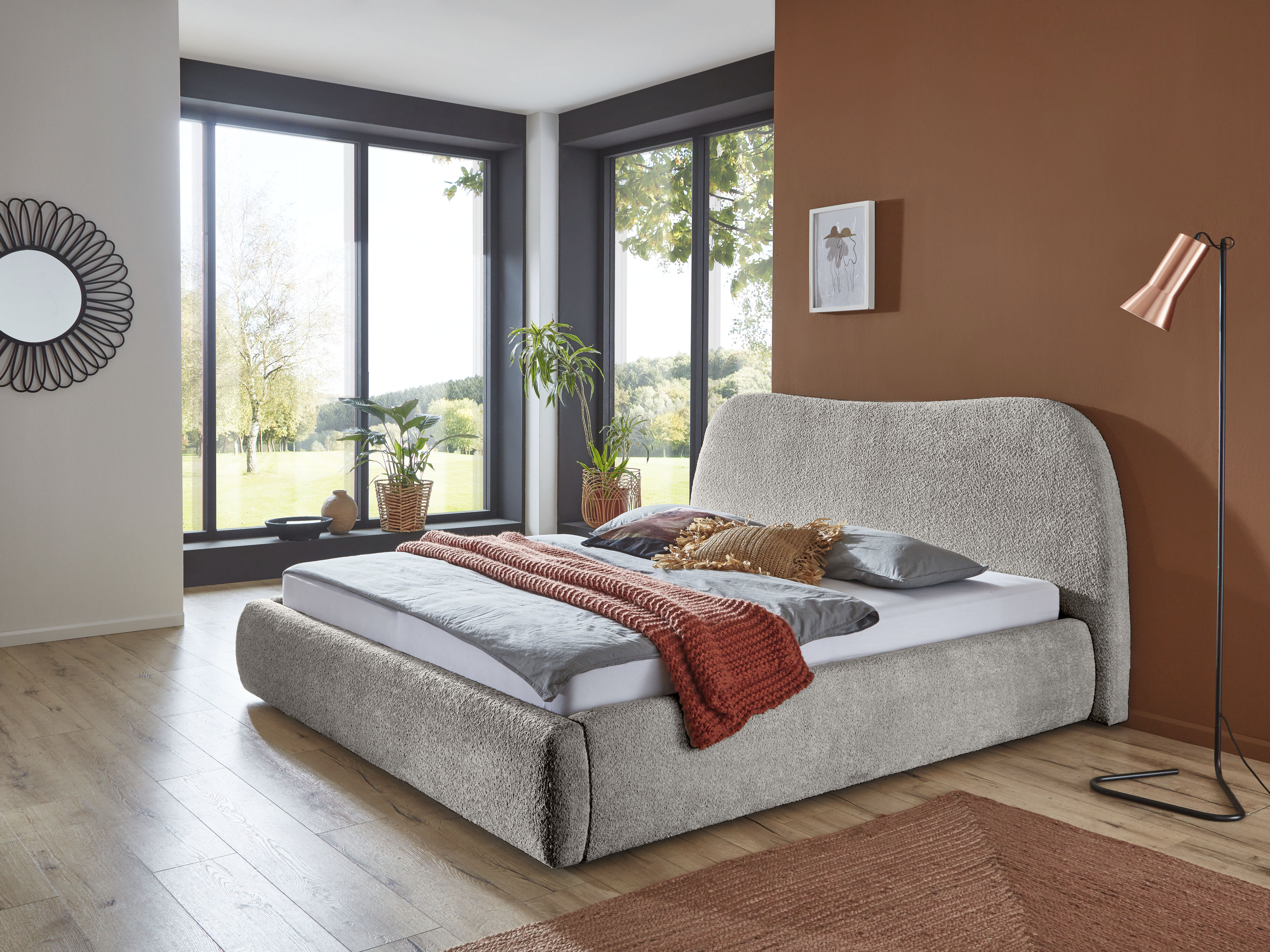 ATLANTIC home collection Polsterbett "Sophie" mit oder ohne Stauraum, hochwertiger Bouclé-Bezug