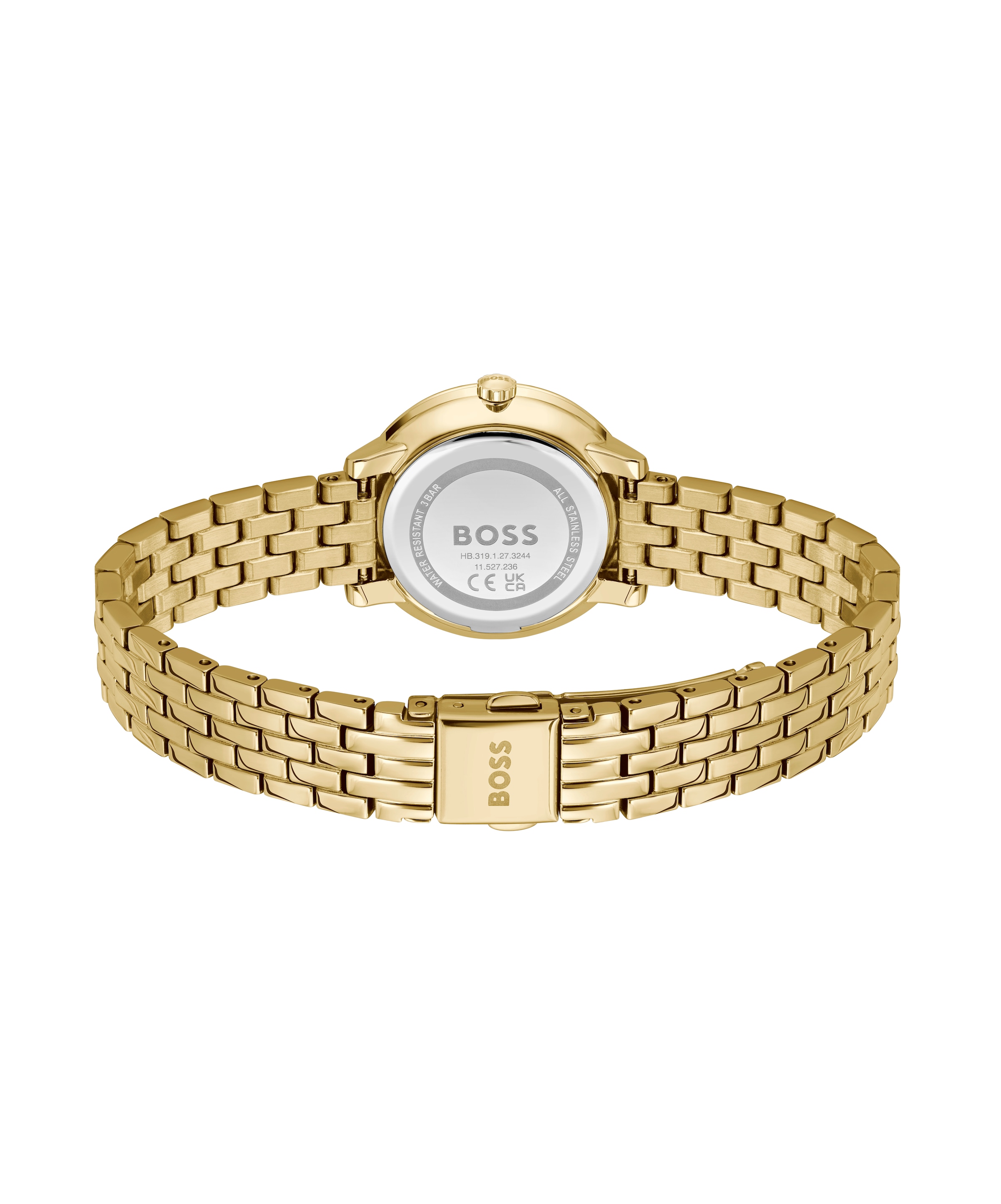 BOSS Quarzuhr »LUCIA« Armbanduhr, Damenuhr, Edelstahlarmband, analog, Glassteine