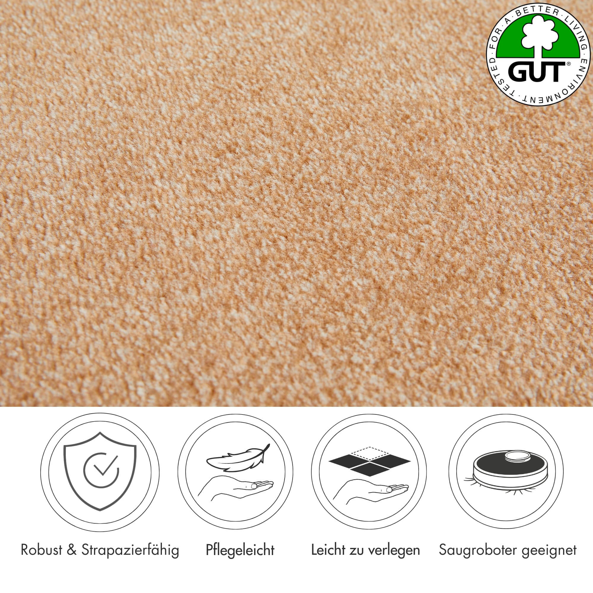 Andiamo Teppichboden »Catania, Velours, Made in Belgium«, rechteckig, 7,5 mm Höhe, meliert, Breite 400 cm oder 500 cm, strapazierfähig & pflegeleicht
