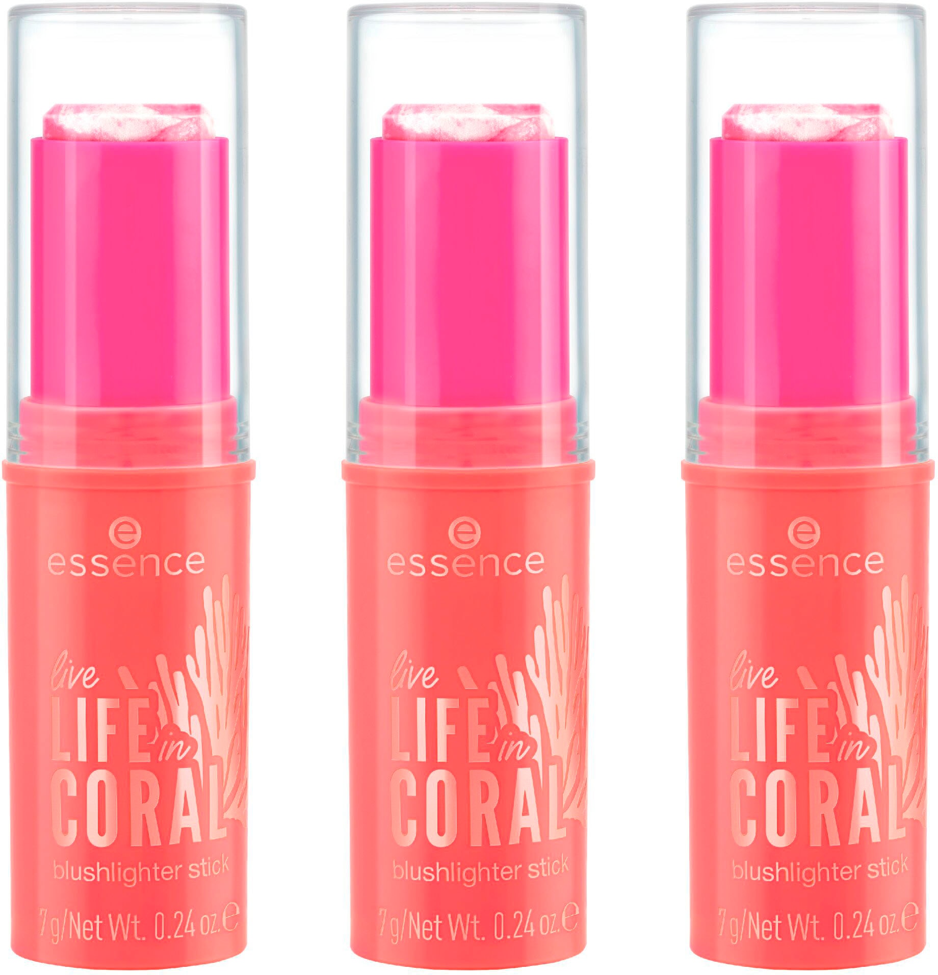 Essence Rouge »live LIFE in CORAL blushlighter stick«, (Set, 3 tlg.), mit cremiger Textur