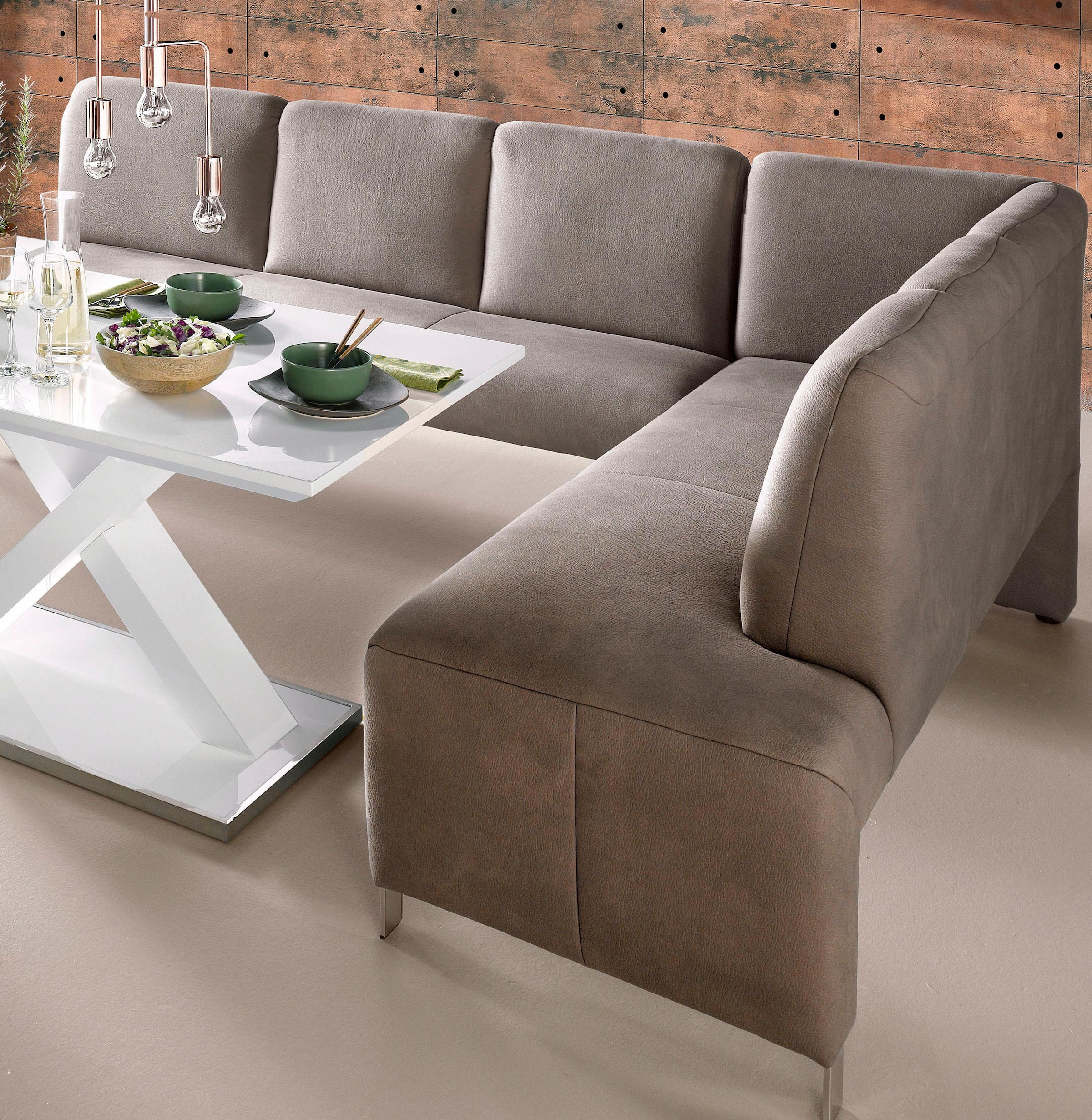 exxpo - sofa fashion Eckbank "Intenso, modern, 263/198 cm (B/T)" hohe Bodenfreiheit, frei im Raum stellbar, hoher Sitzkomfort